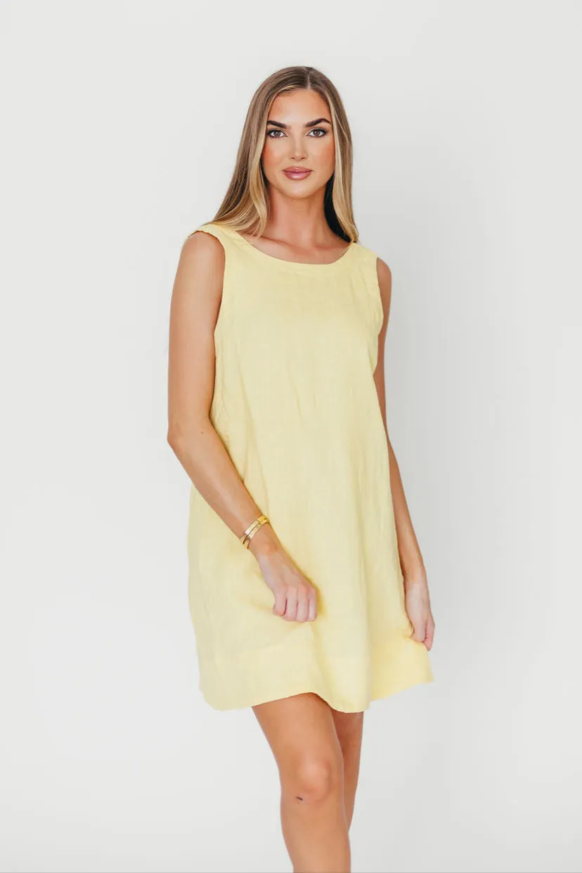100% Linen Florence Mini Woven Dress in Pineapple