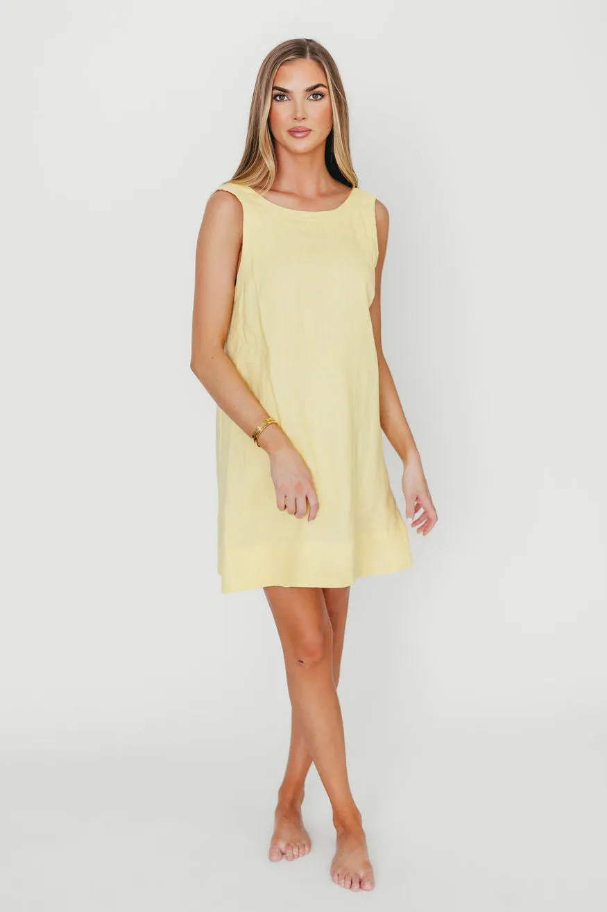 100% Linen Florence Mini Woven Dress in Pineapple