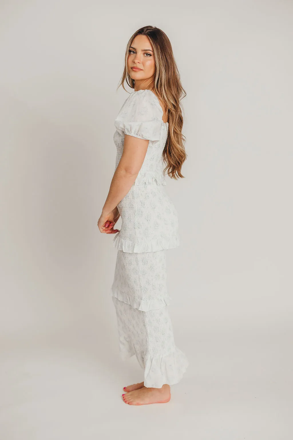 Ada Smocked Dress in Blue Floral - Bump Friendly & Inclusive Sizing (S-3XL) - Restocking End of April