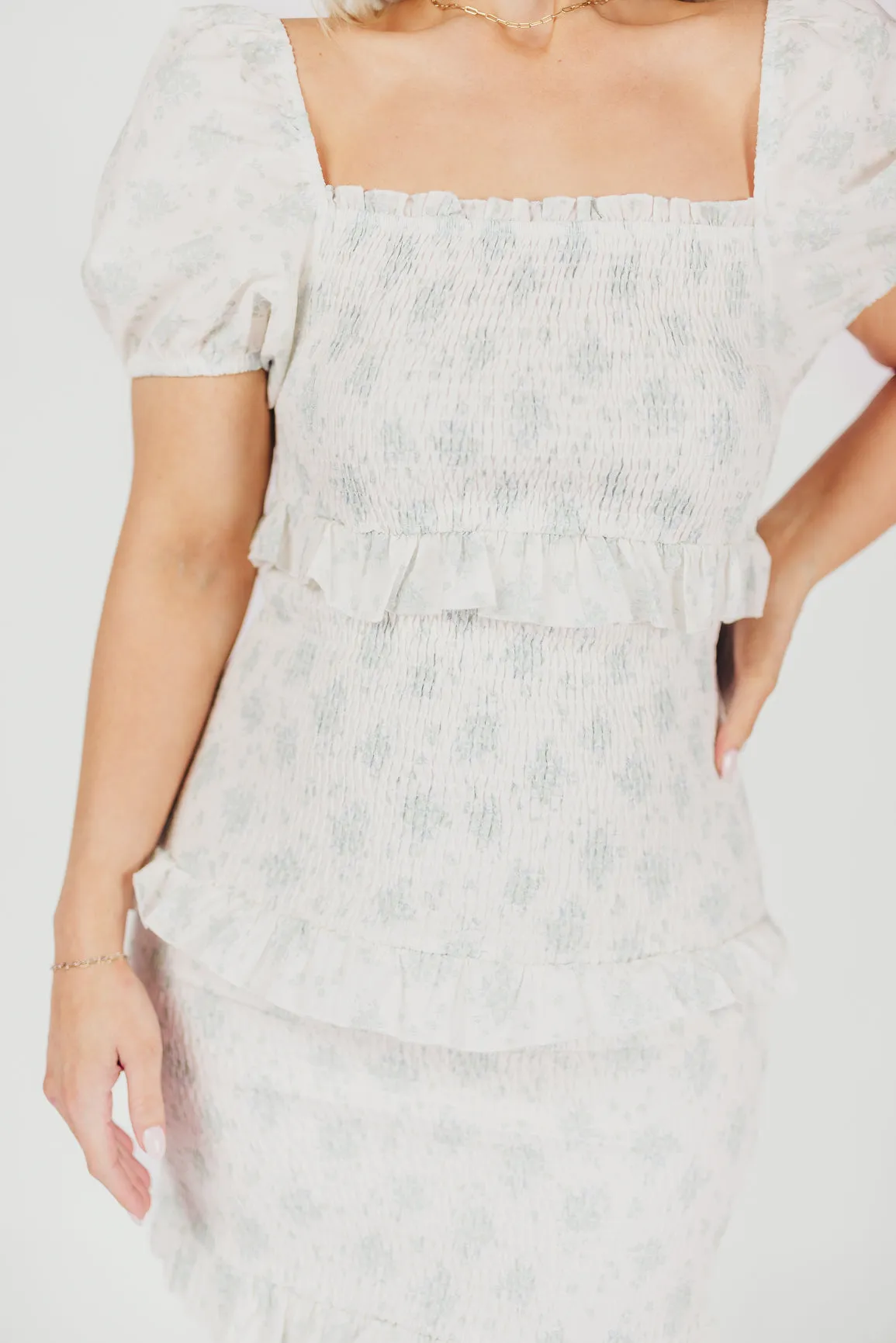 Ada Smocked Dress in Blue Floral - Bump Friendly & Inclusive Sizing (S-3XL) - Restocking End of April