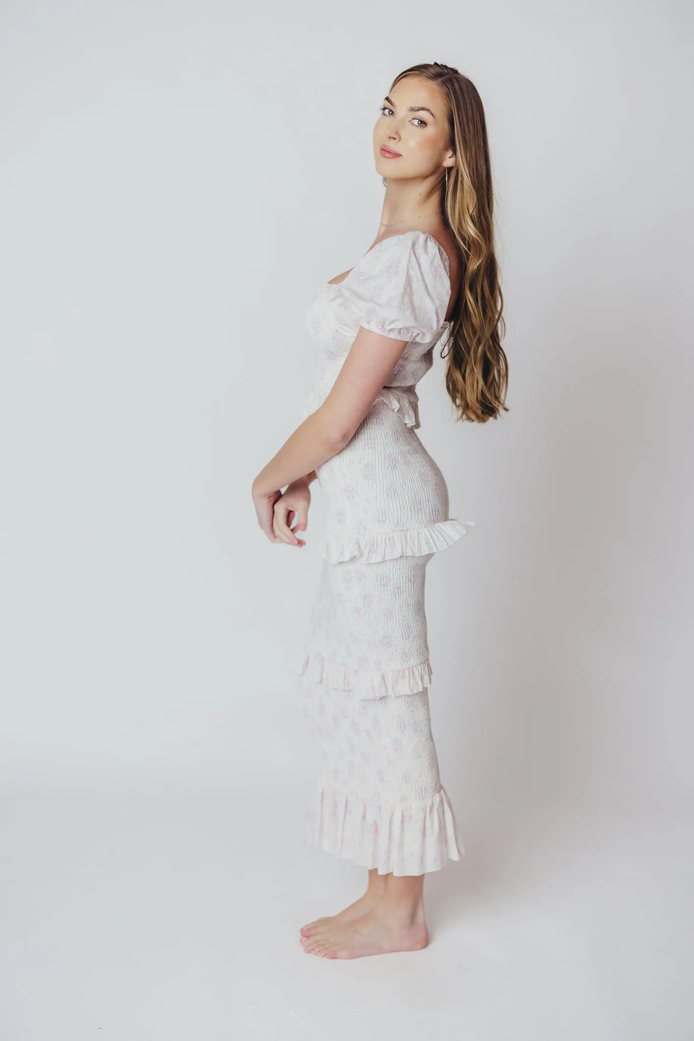 Ada Smocked Dress in Pink Floral - Bump Friendly & Inclusive Sizing (S-3XL) - Restocking End of April