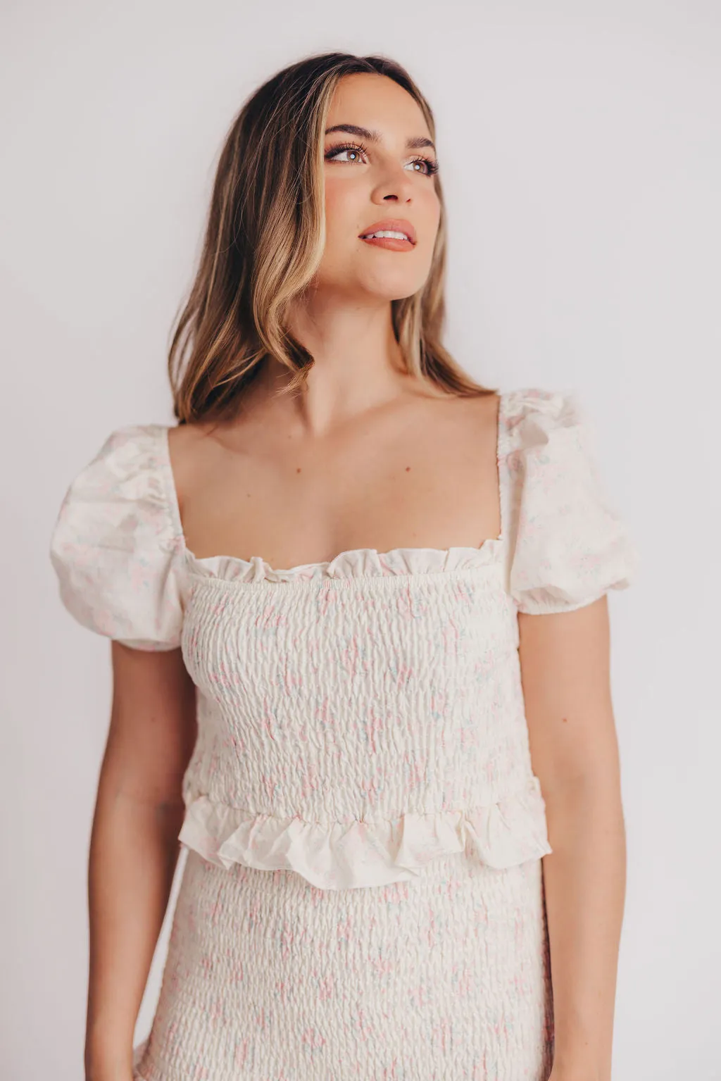 Ada Smocked Dress in Pink Floral - Bump Friendly & Inclusive Sizing (S-3XL) - Restocking End of April