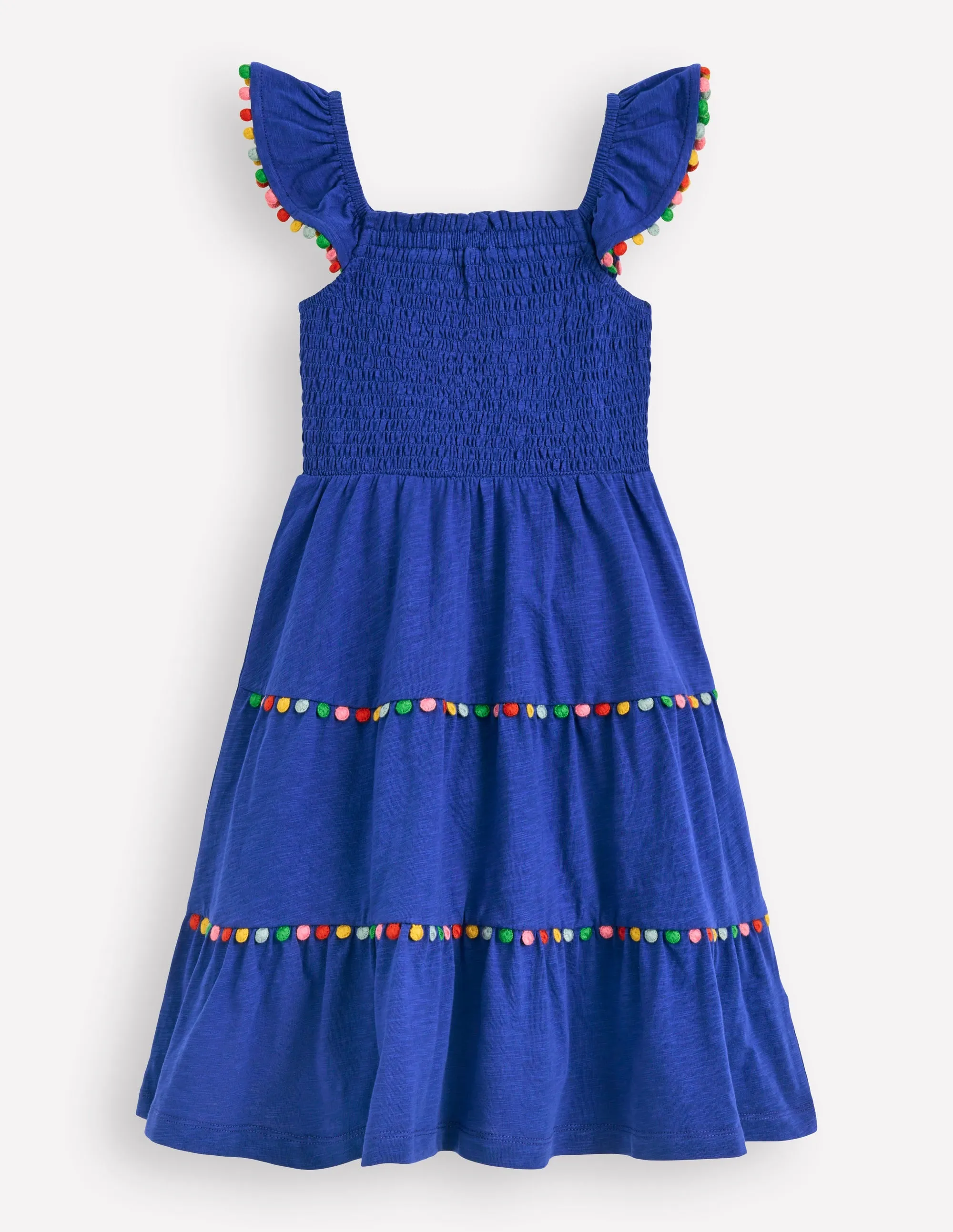 Addison Twirly Pom Dress-Bright Blue