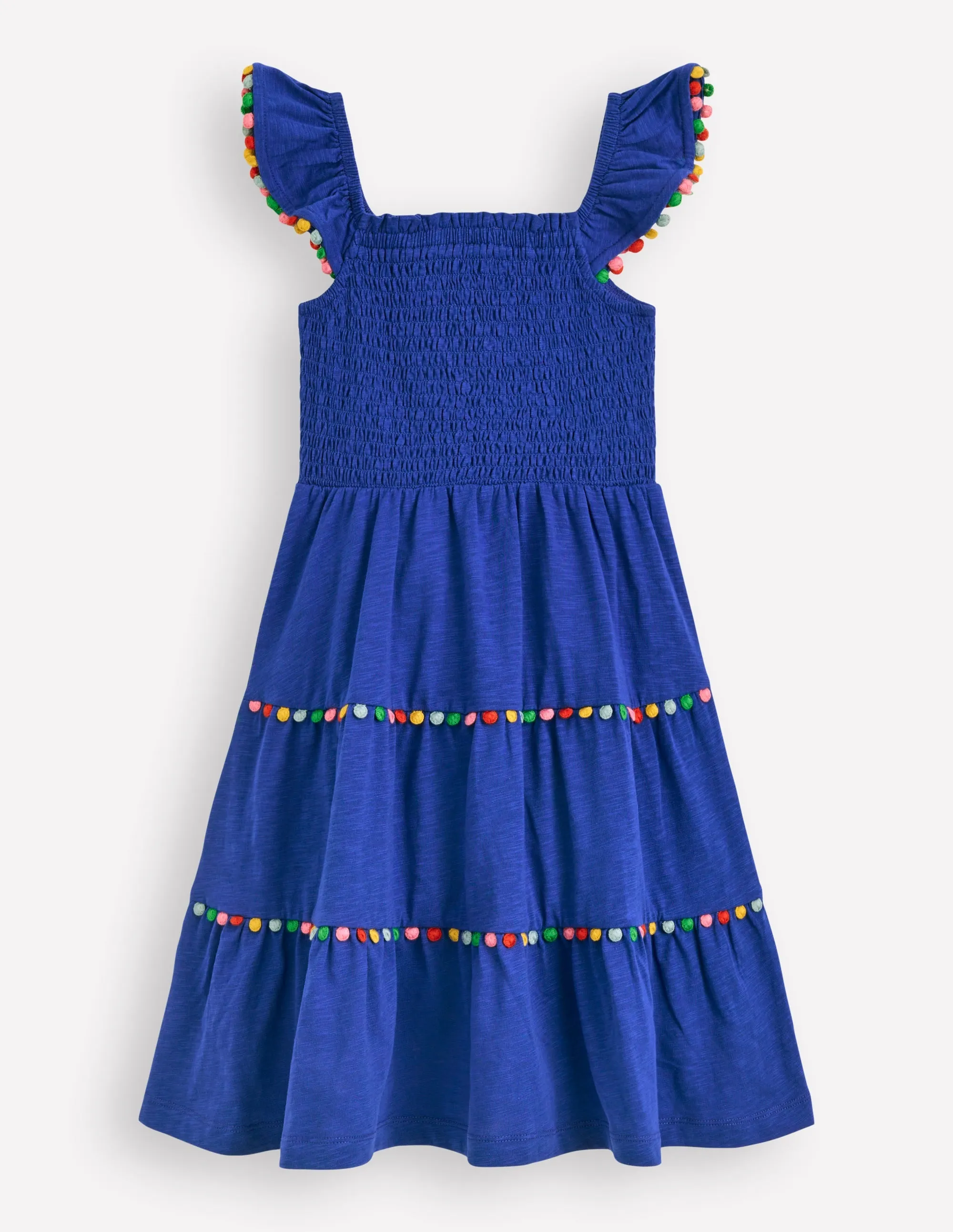 Addison Twirly Pom Dress-Bright Blue