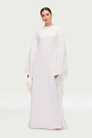 Amira Butterfly Inner Tie Abaya Dress - White