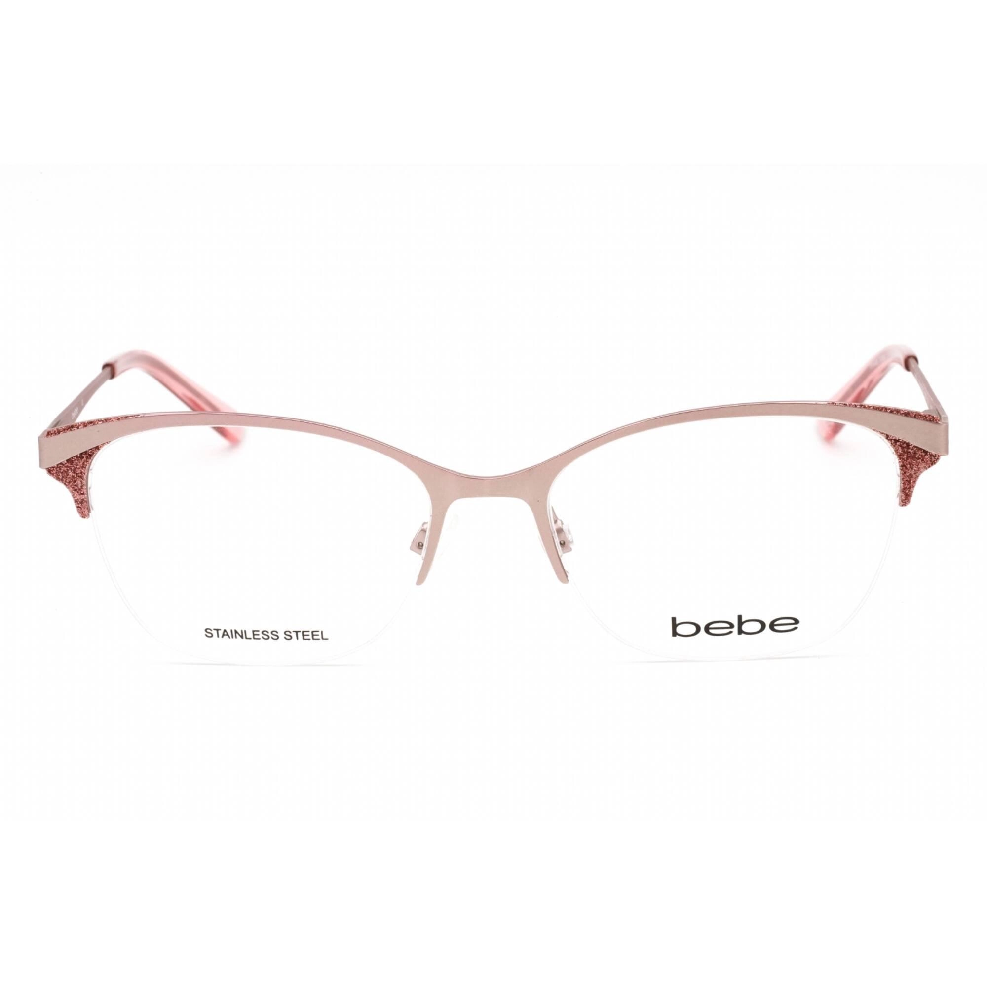 Bebe Women's Eyeglasses - Rose Gold Metal Half Rim Rectangular Frame | BB5204 770