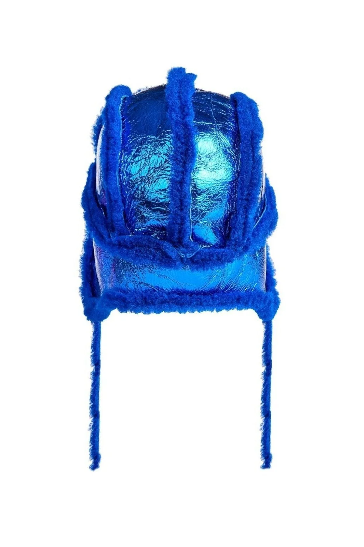 BLUE SHINY LEATHER EAR COVER HAT