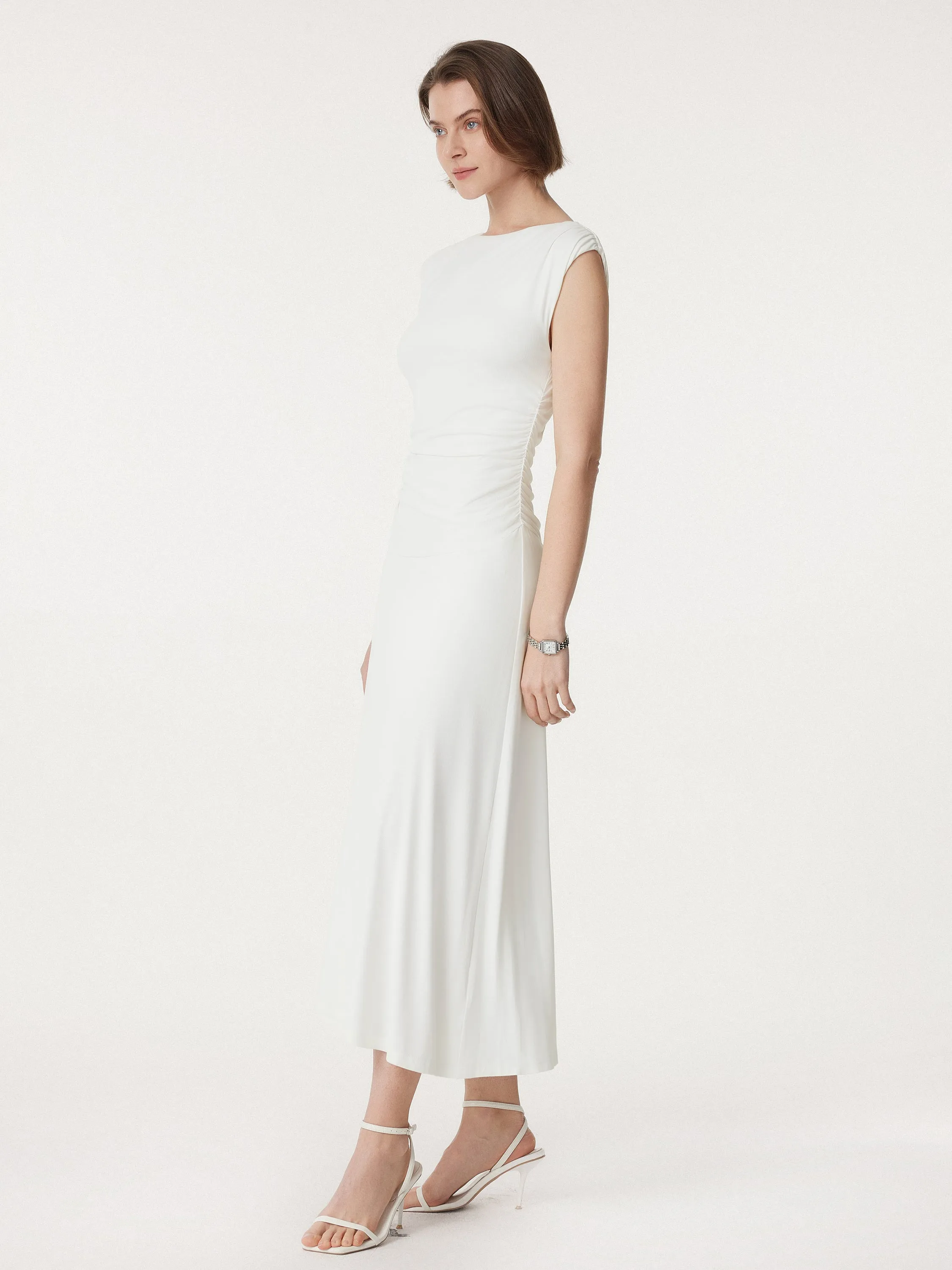 Breezy Cooling Side Ruched Maxi Dress