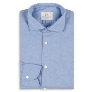 Brushed Cotton Flannel Shirt in Sky Blue