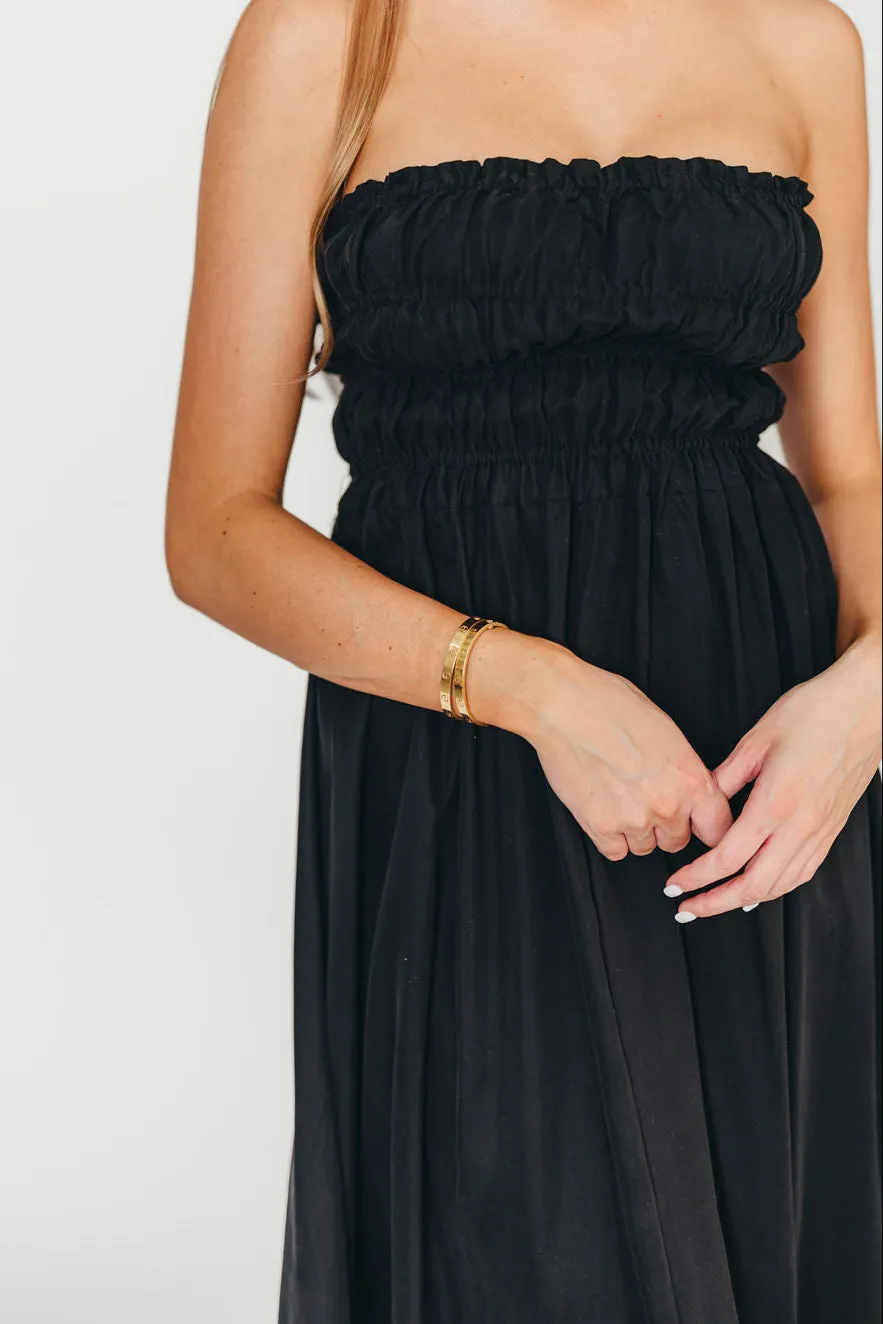 Caitlyn Woven Maxi Dress in Black