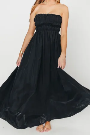 Caitlyn Woven Maxi Dress in Black