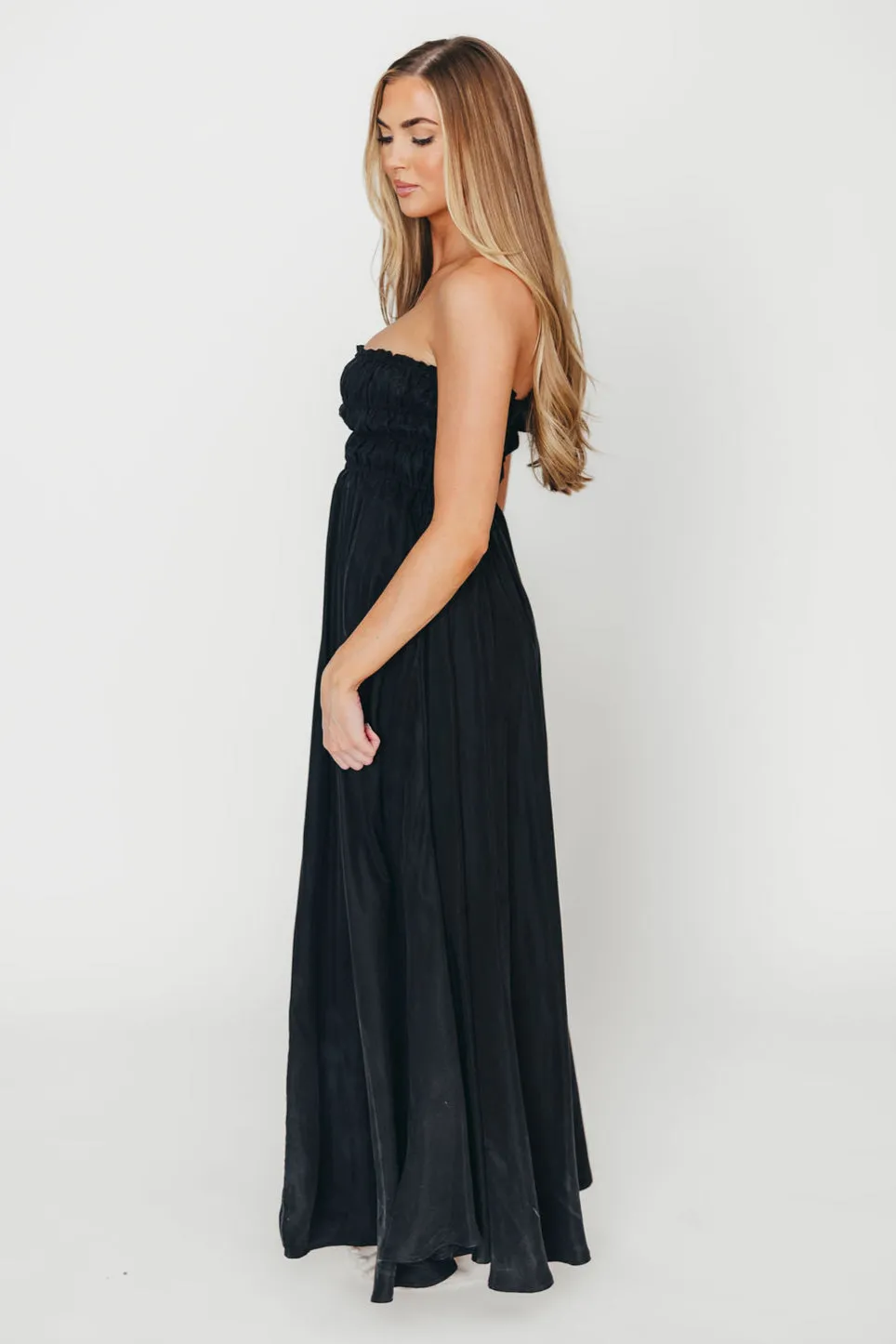 Caitlyn Woven Maxi Dress in Black