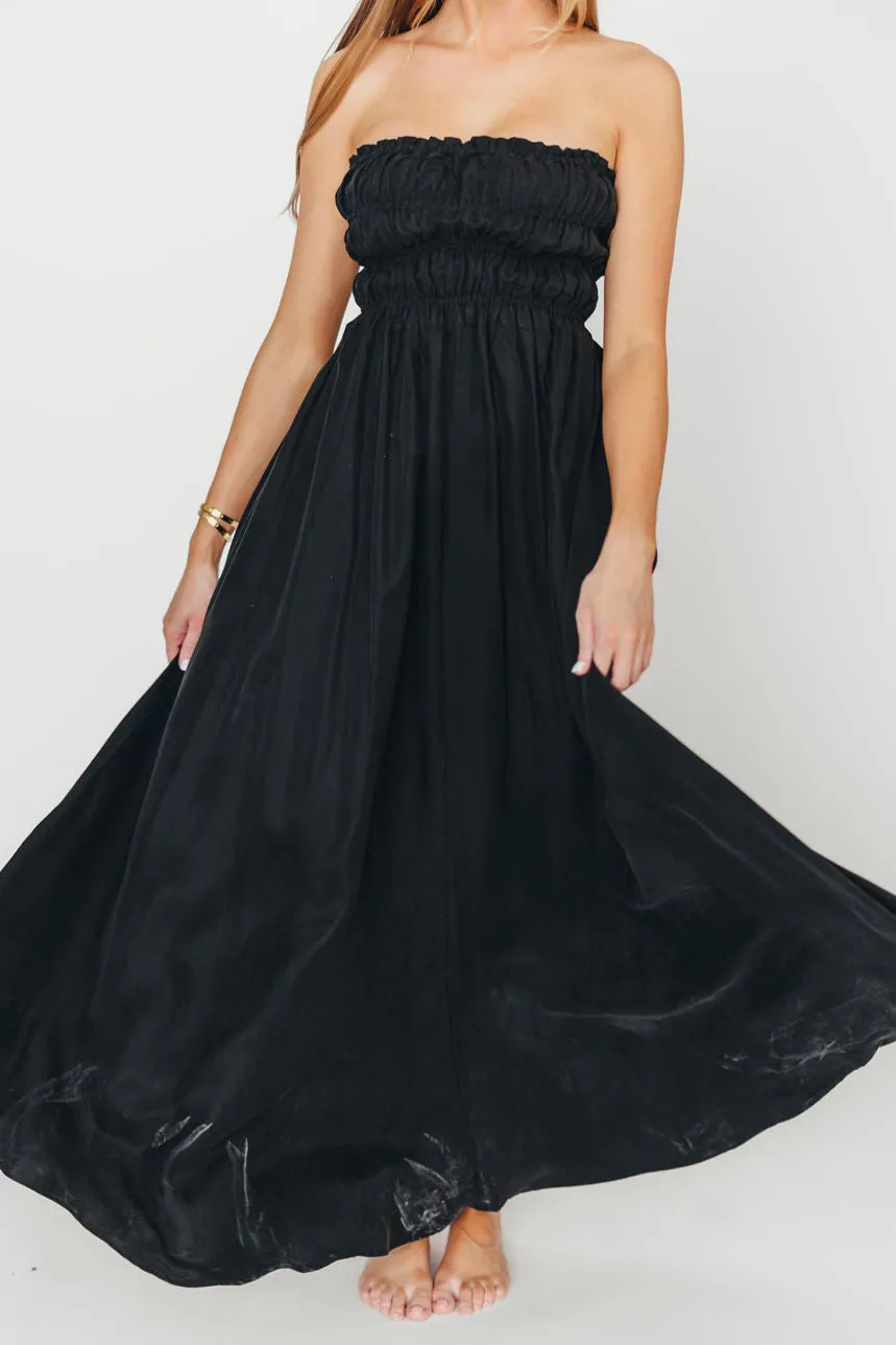 Caitlyn Woven Maxi Dress in Black