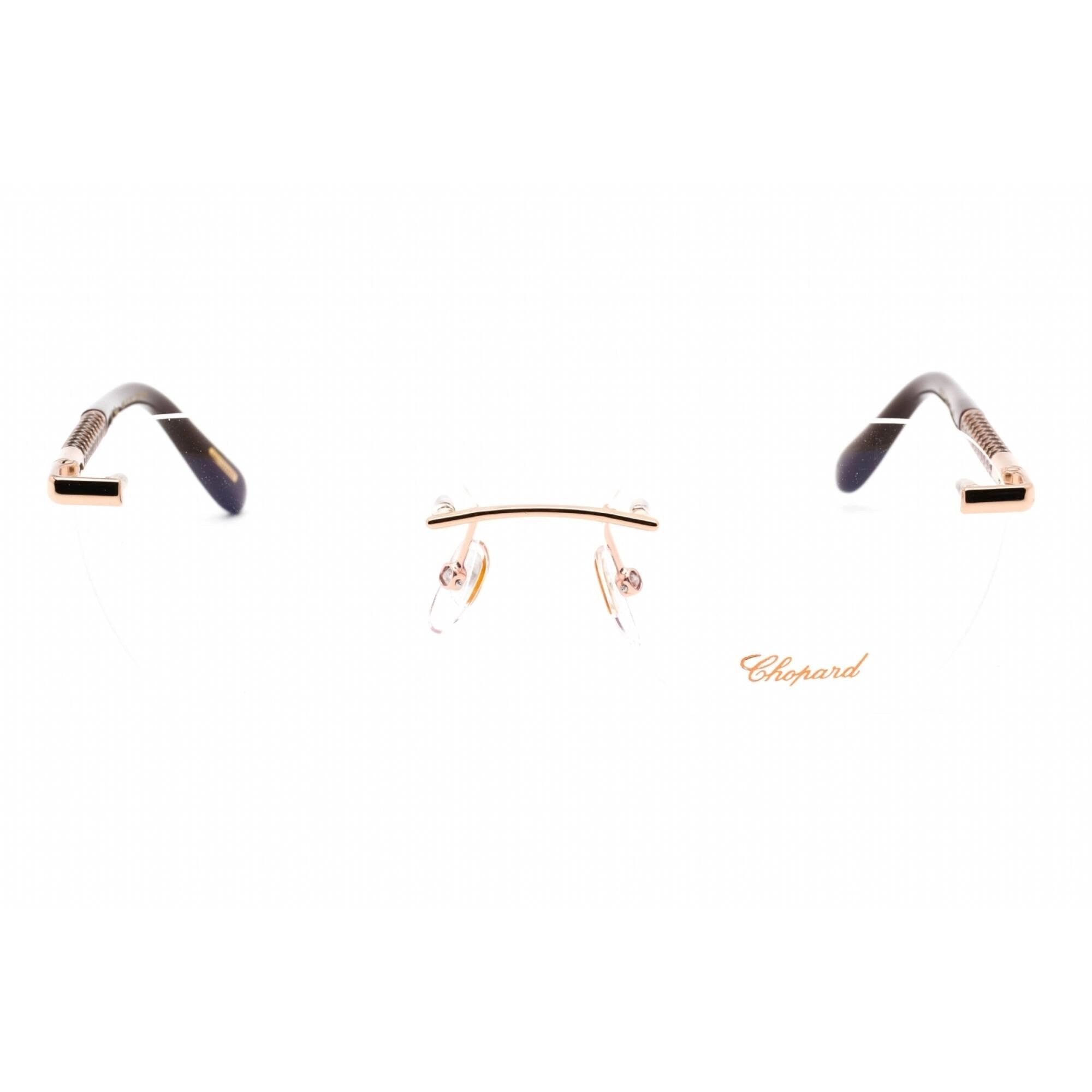 Chopard Women's Eyeglasses - Shiny Copper Gold Metal Rectangular Frame | VCHF47 08FC