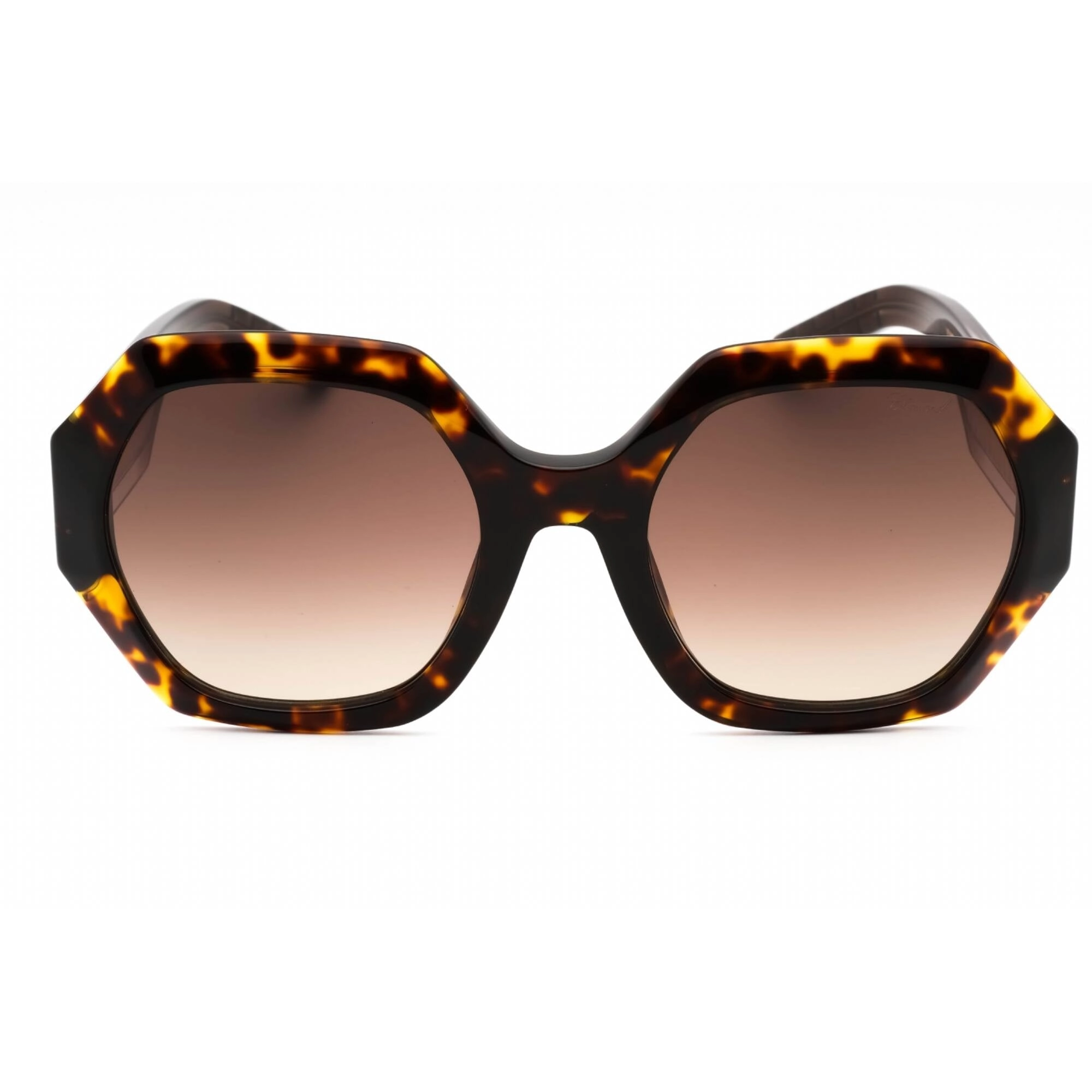 Chopard Women's Sunglasses - Shiny Havana Acetate Geometric Shape Frame | SCH362M 0722