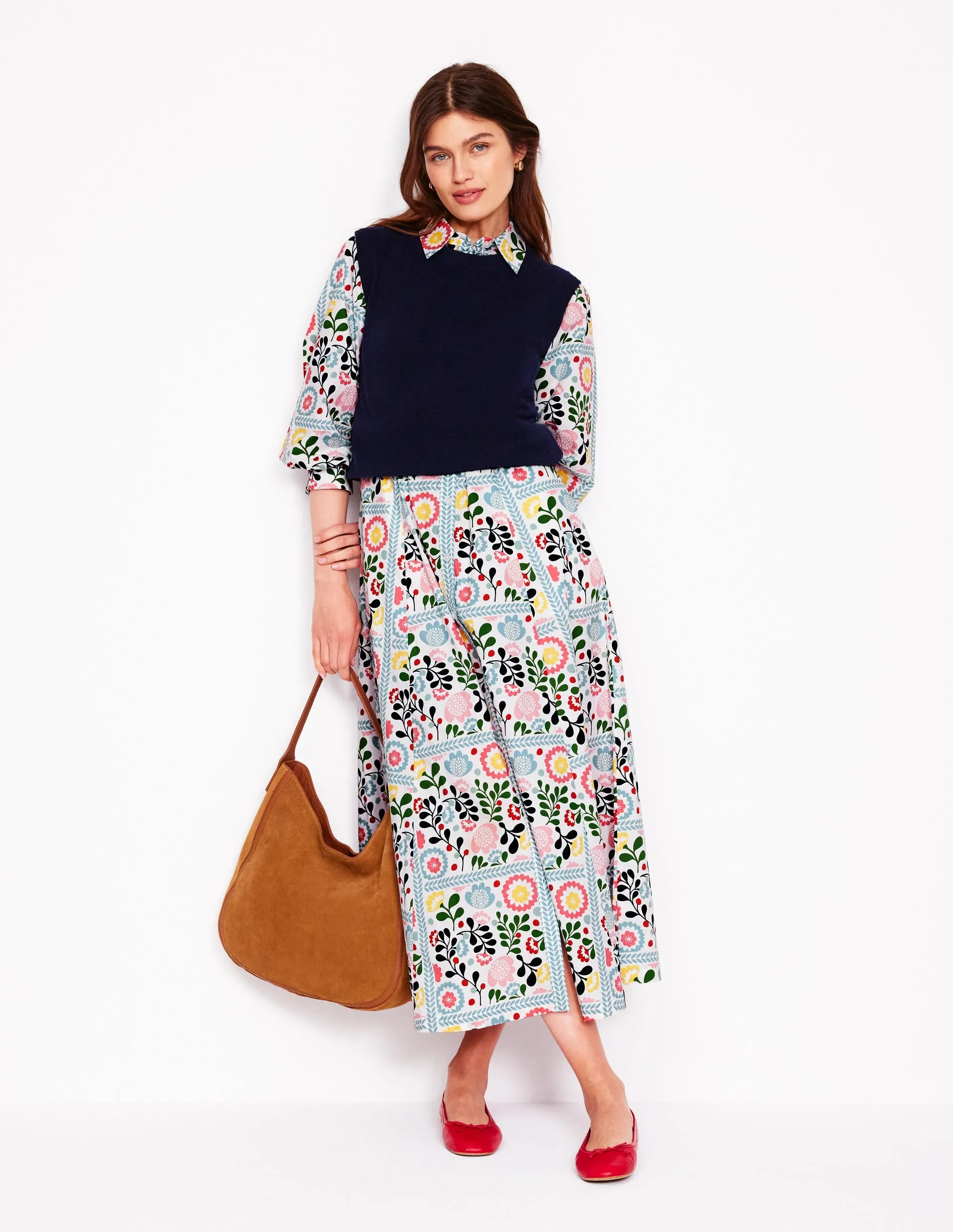 Clara Cotton Shirt Dress-Multi. Walled Garden