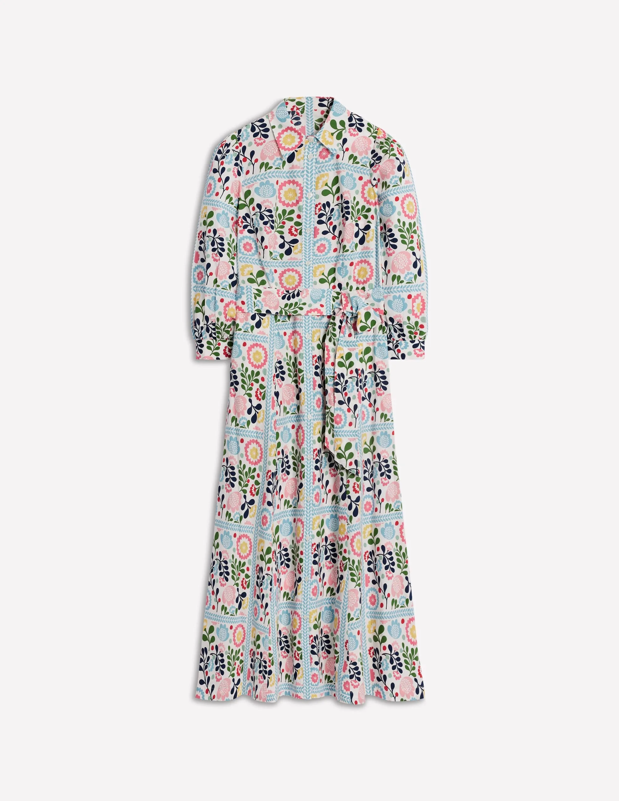 Clara Cotton Shirt Dress-Multi. Walled Garden