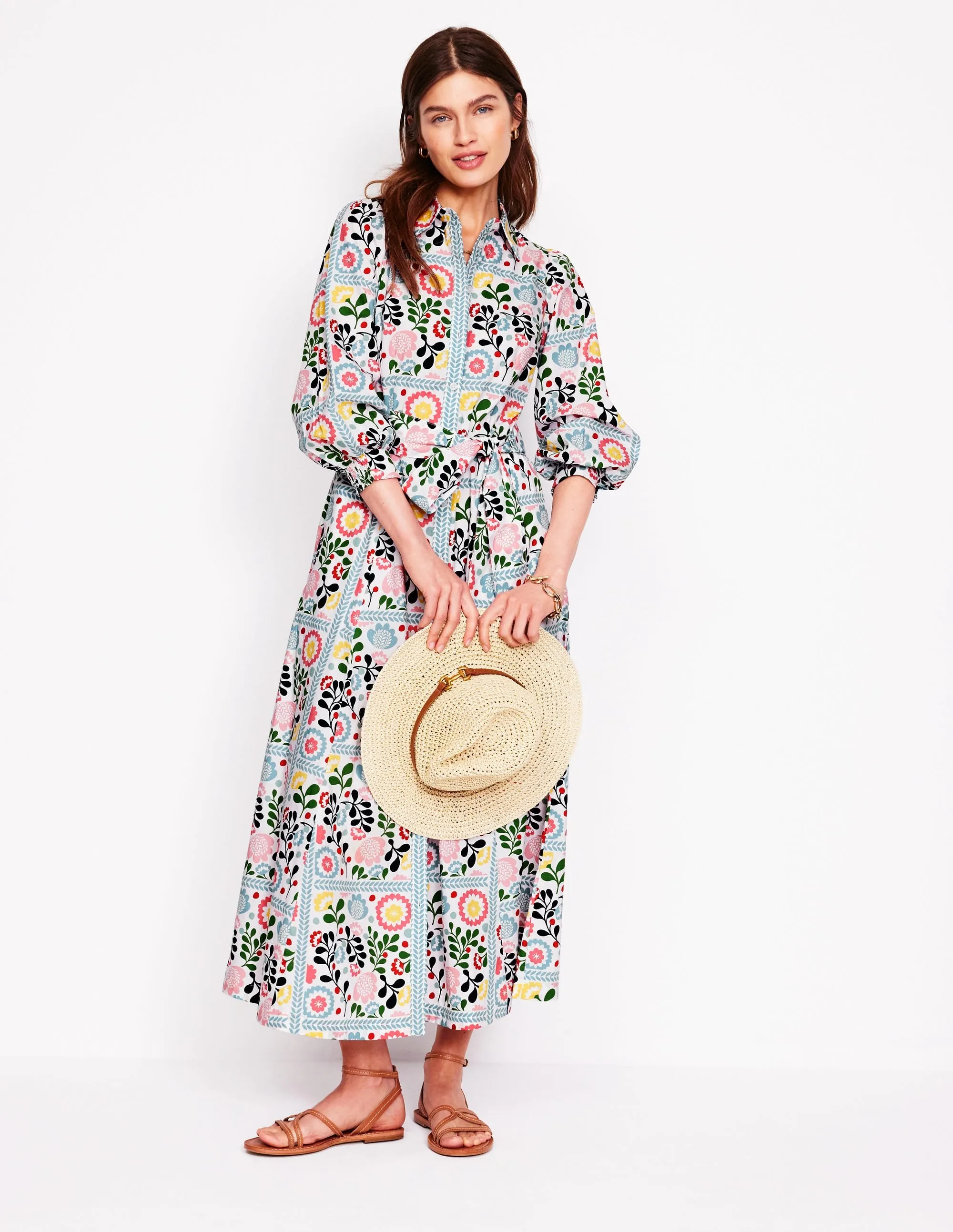 Clara Cotton Shirt Dress-Multi. Walled Garden