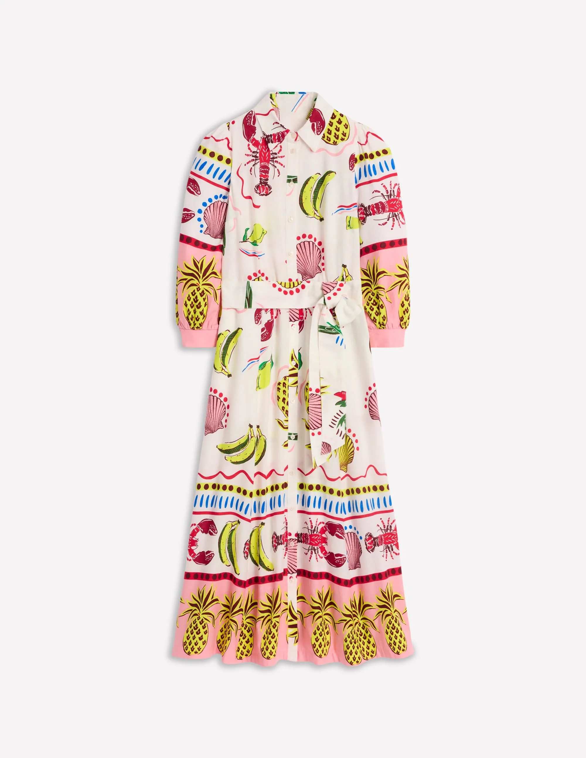 Clara Linen Blend Shirt Dress-Multi. Tropical Bonanza
