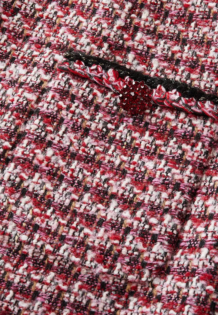 Contrasting-trim Checked Tweed Dress