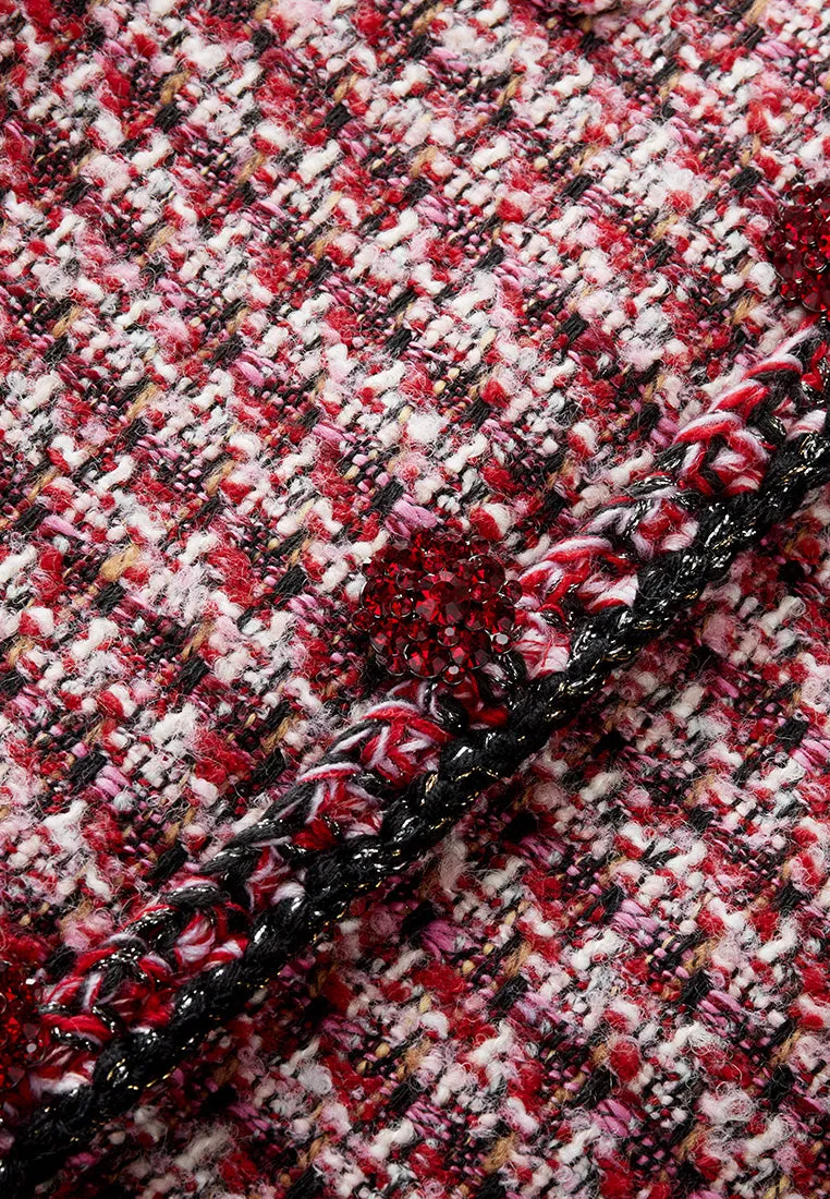 Contrasting-trim Checked Tweed Dress