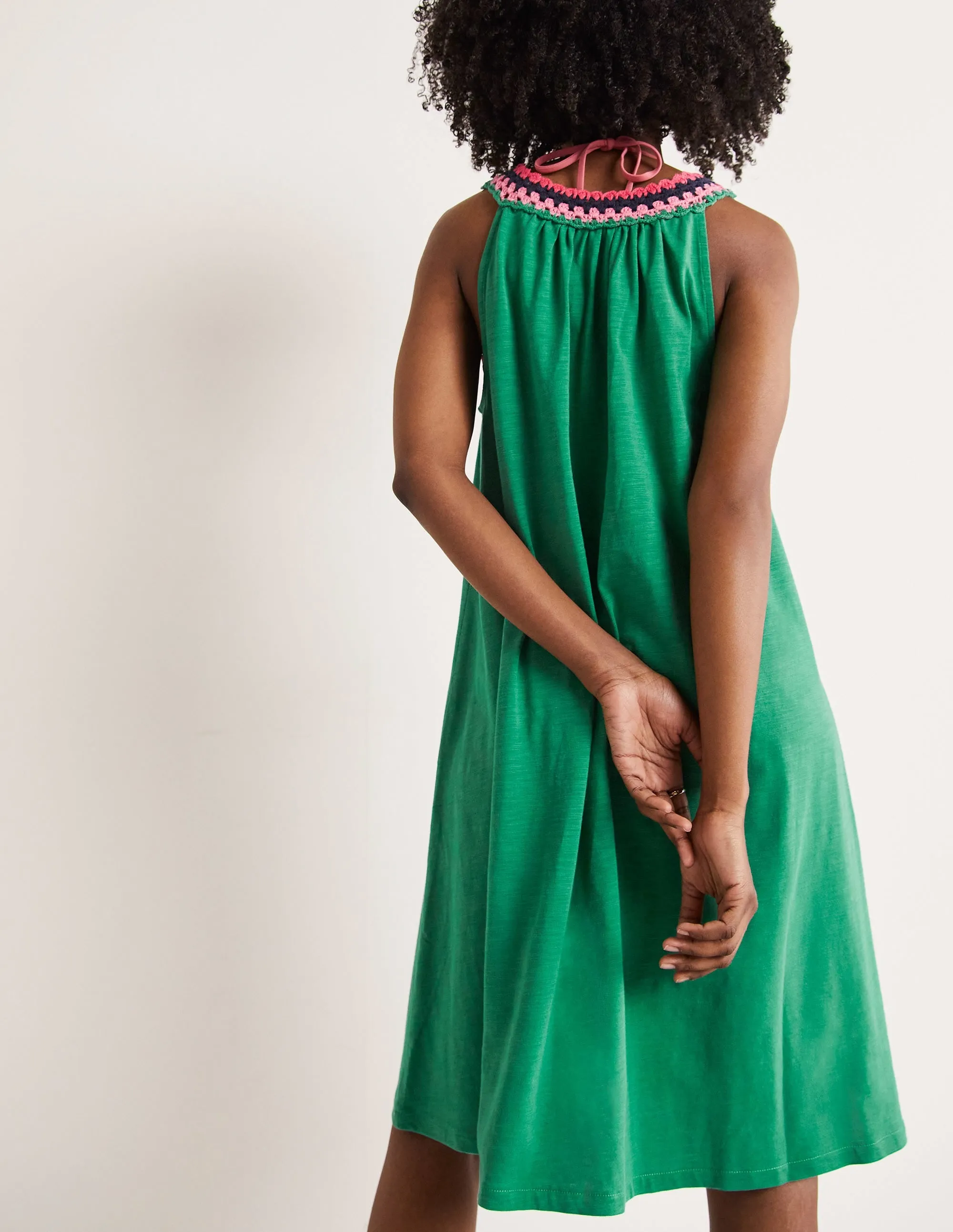 Crochet Detail Jersey Dress-Shady Glade