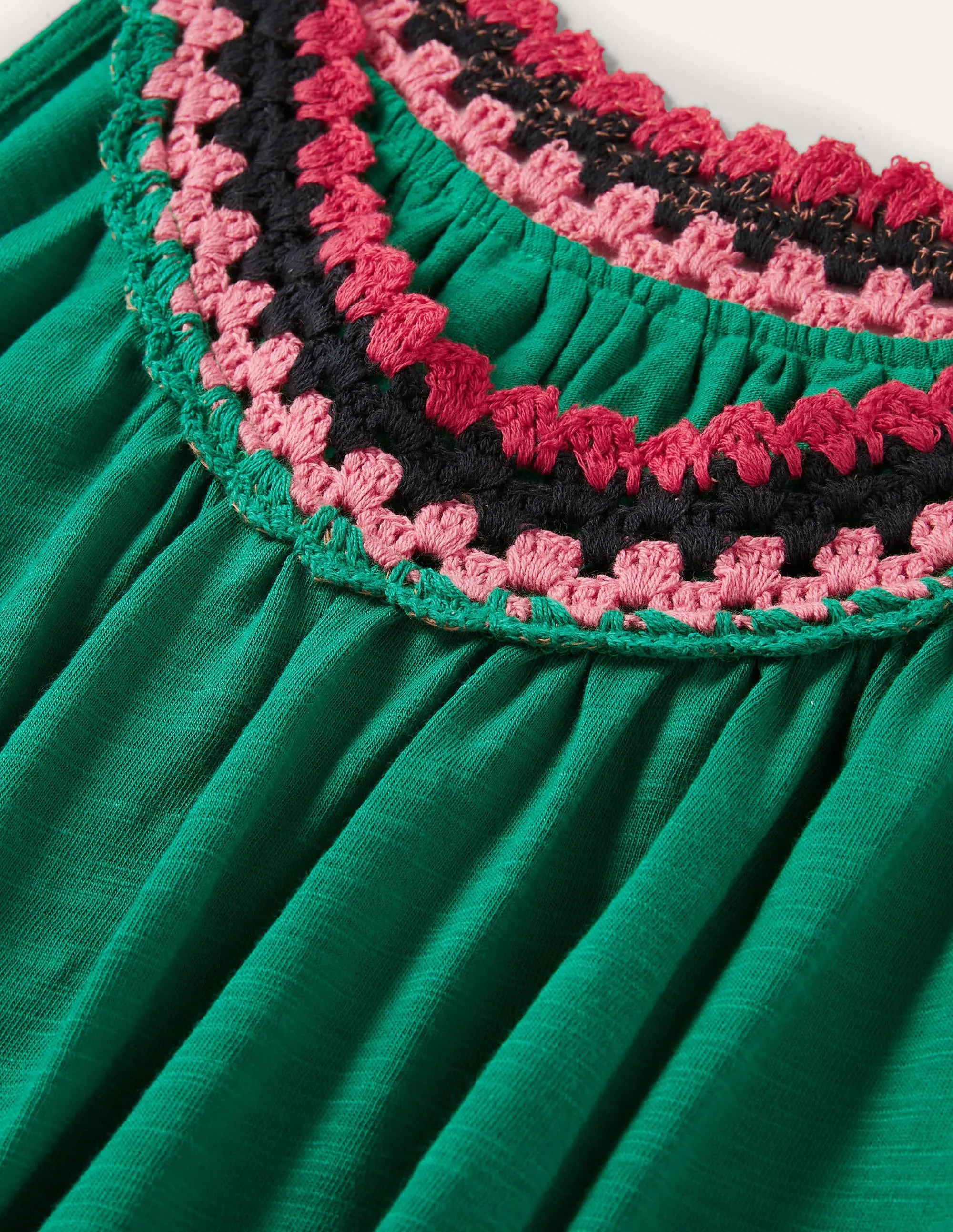 Crochet Detail Jersey Dress-Shady Glade