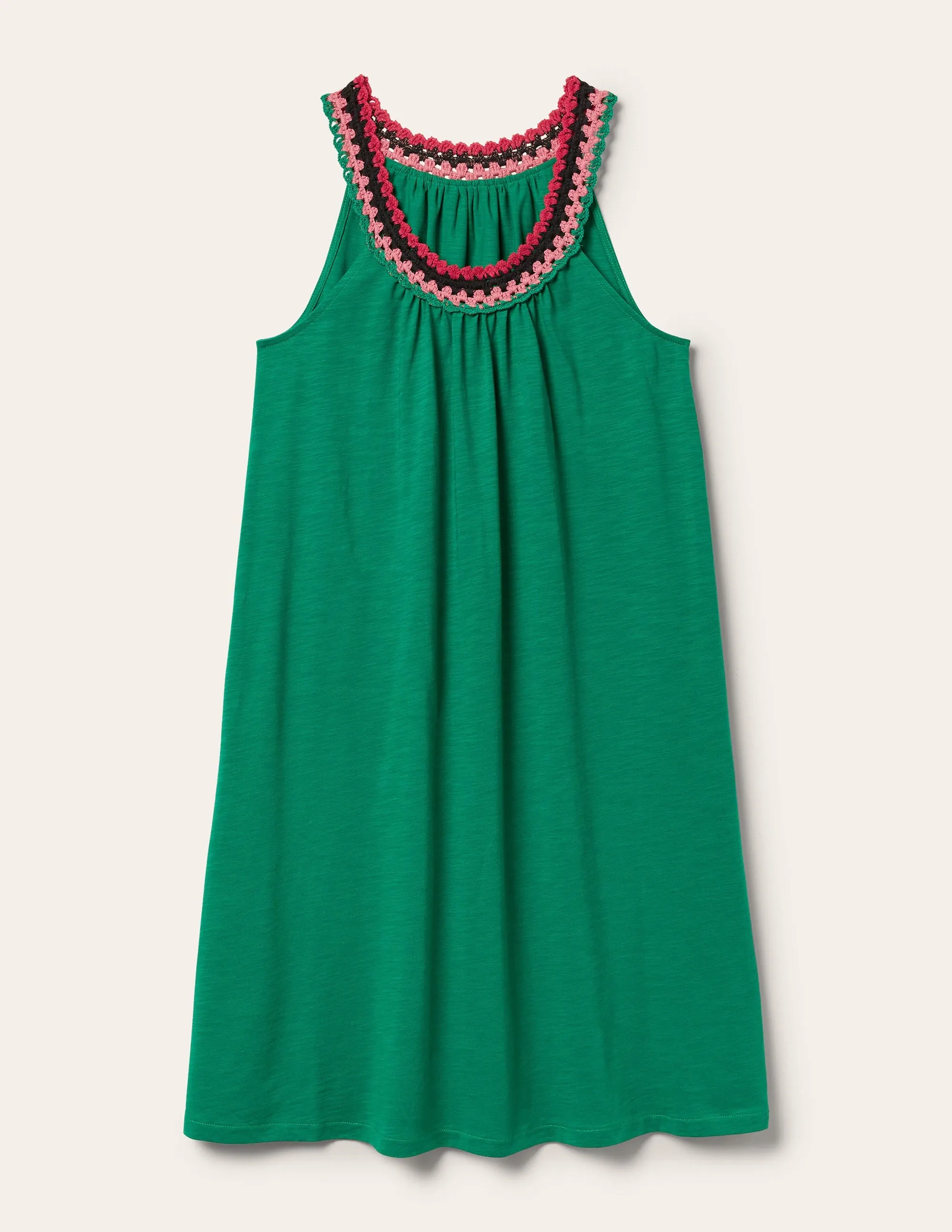 Crochet Detail Jersey Dress-Shady Glade