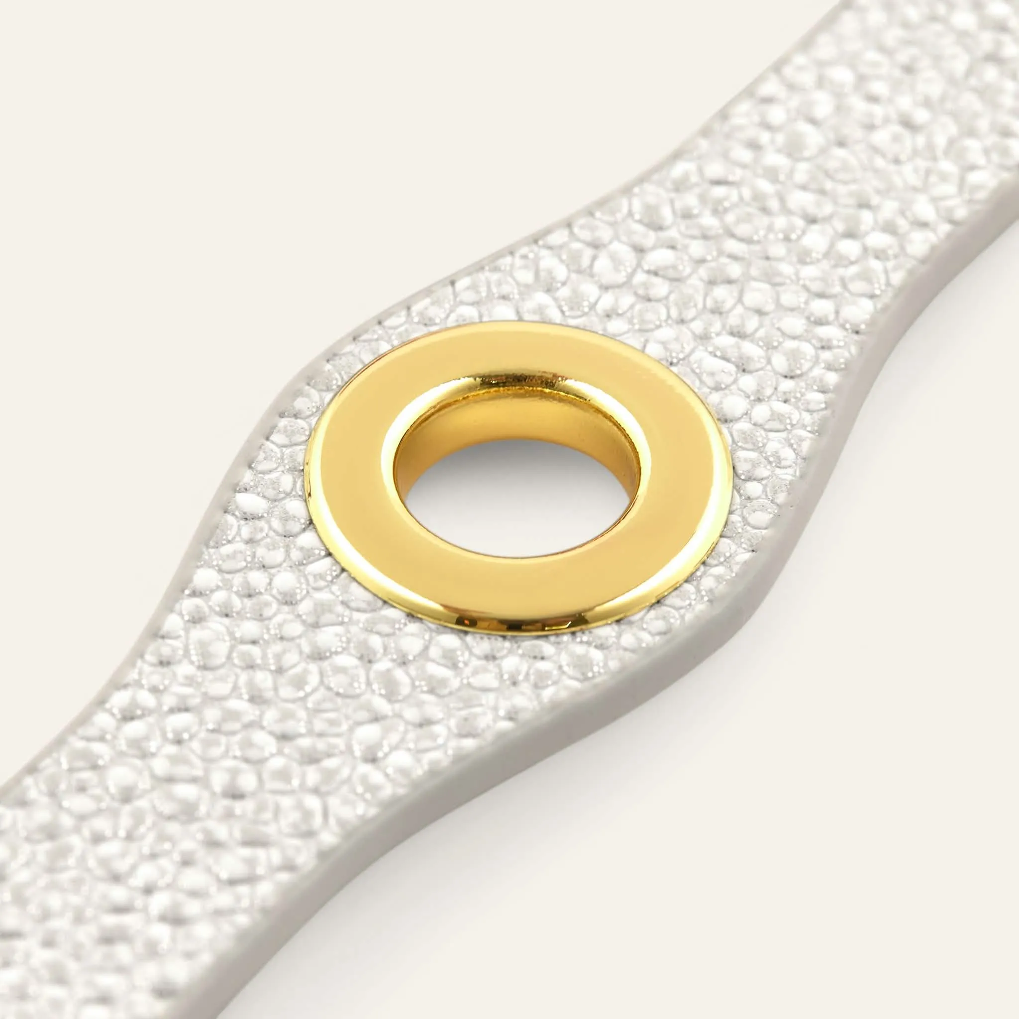 Deco Mini | White Iced Shimmer with Gold hardware