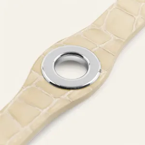 Deco Popper | Cream Patent Croc with Silver hardware