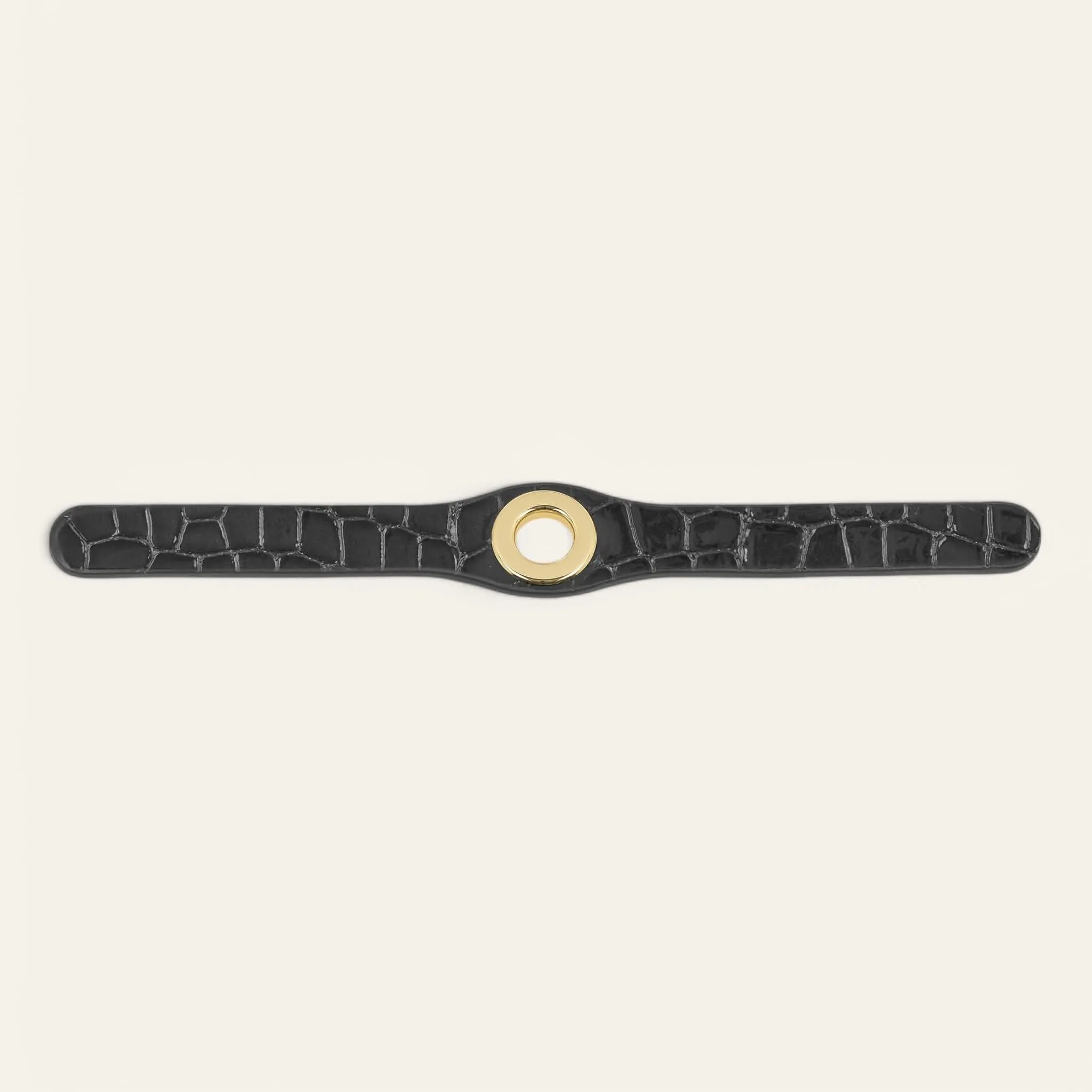 Deco Stud | Black Patent Croc with Gold hardware
