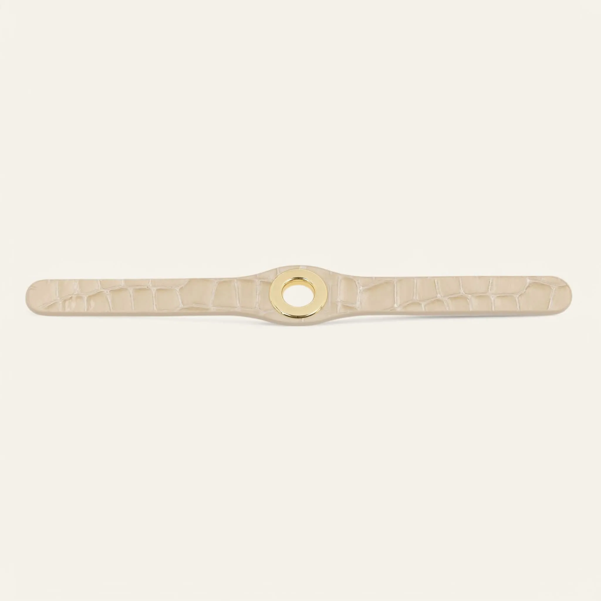 Deco Stud | Cream Patent Croc with Gold hardware