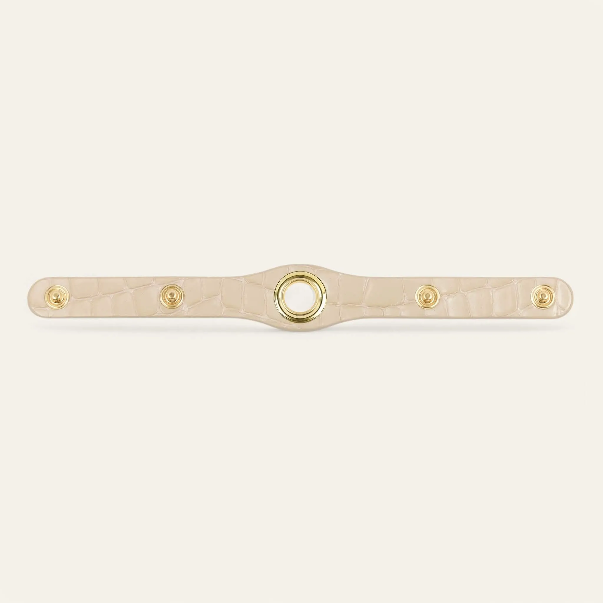 Deco Stud | Cream Patent Croc with Gold hardware