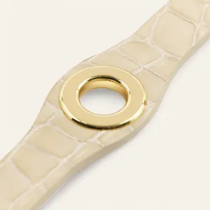 Deco Stud | Cream Patent Croc with Gold hardware