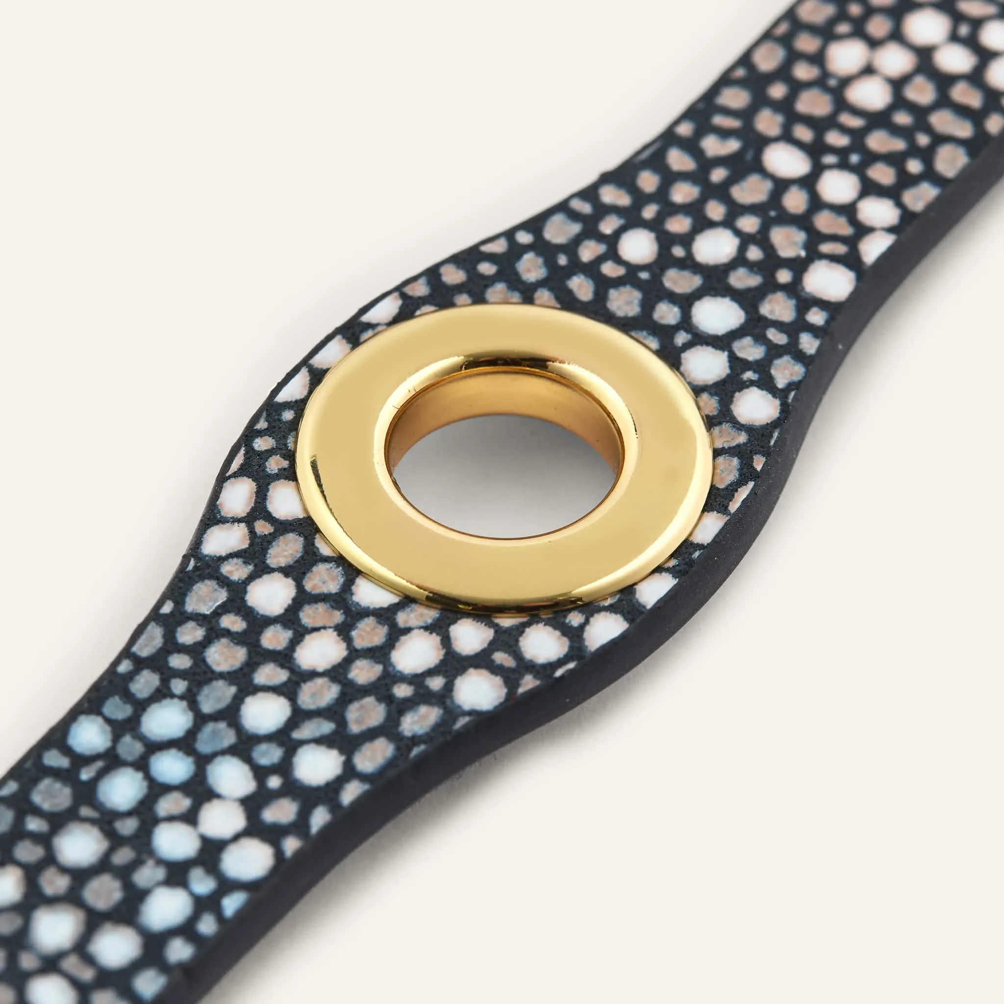 Deco Stud | Multi-Colour Shagreen with Gold hardware