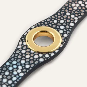 Deco Stud | Multi-Colour Shagreen with Gold hardware