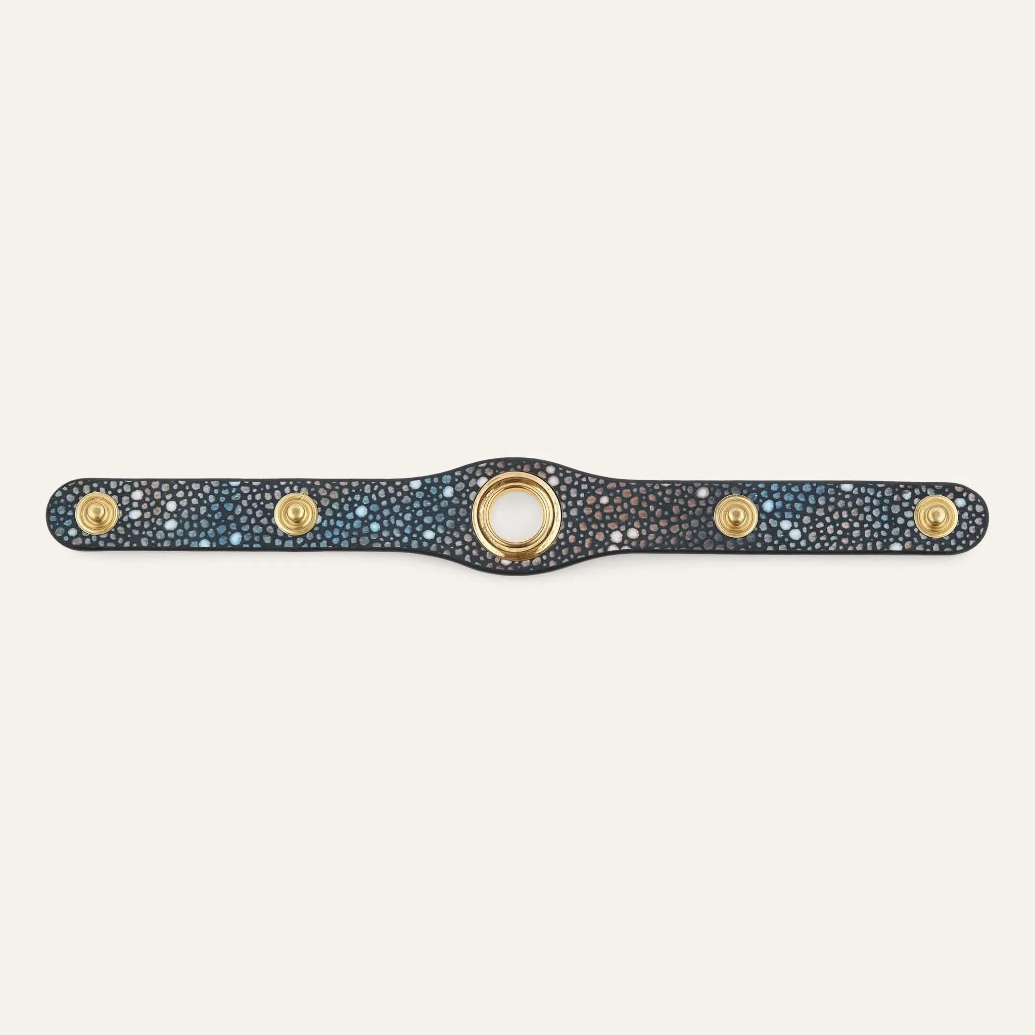 Deco Stud | Multi-Colour Shagreen with Gold hardware