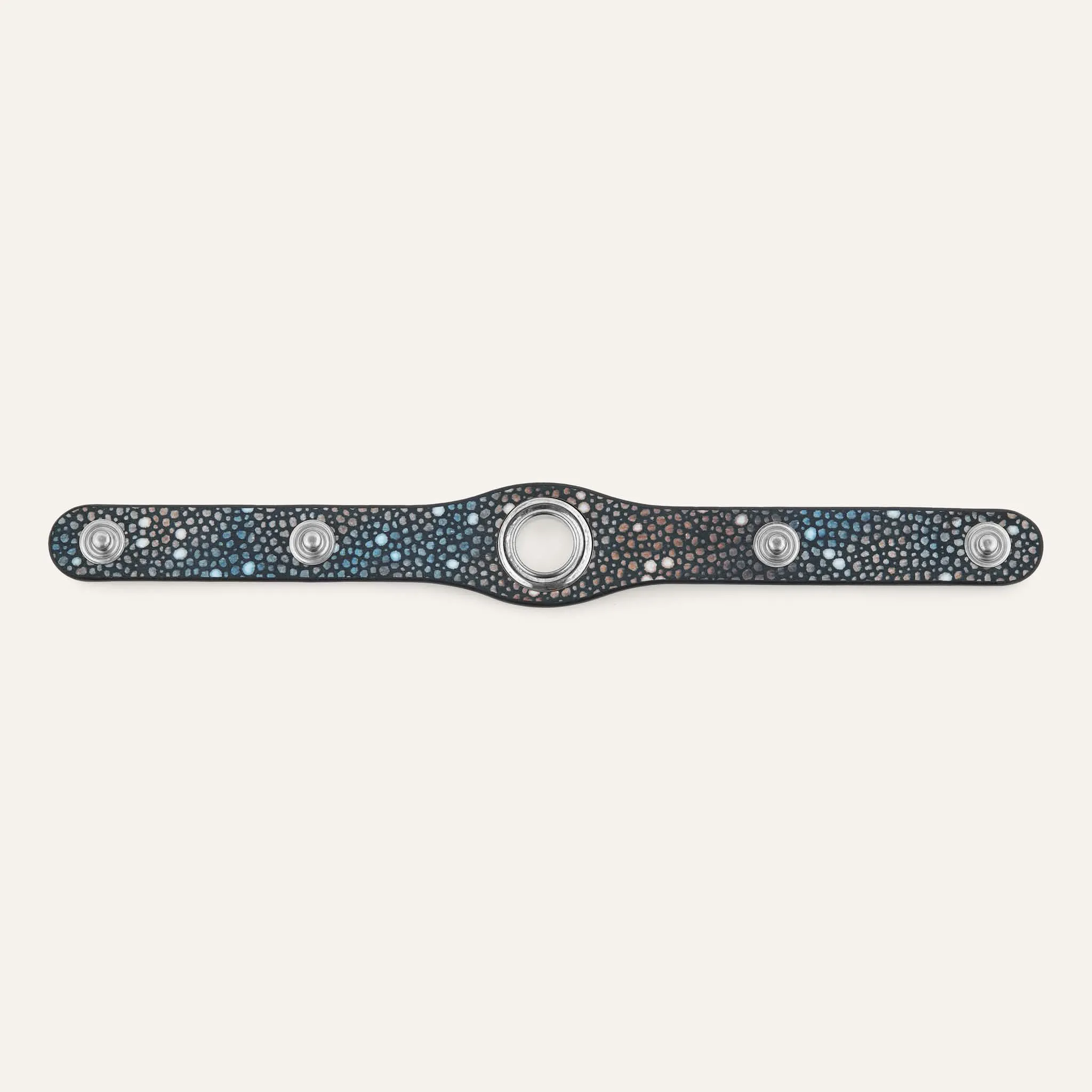 Deco Stud | Multi-Colour Shagreen with Silver hardware