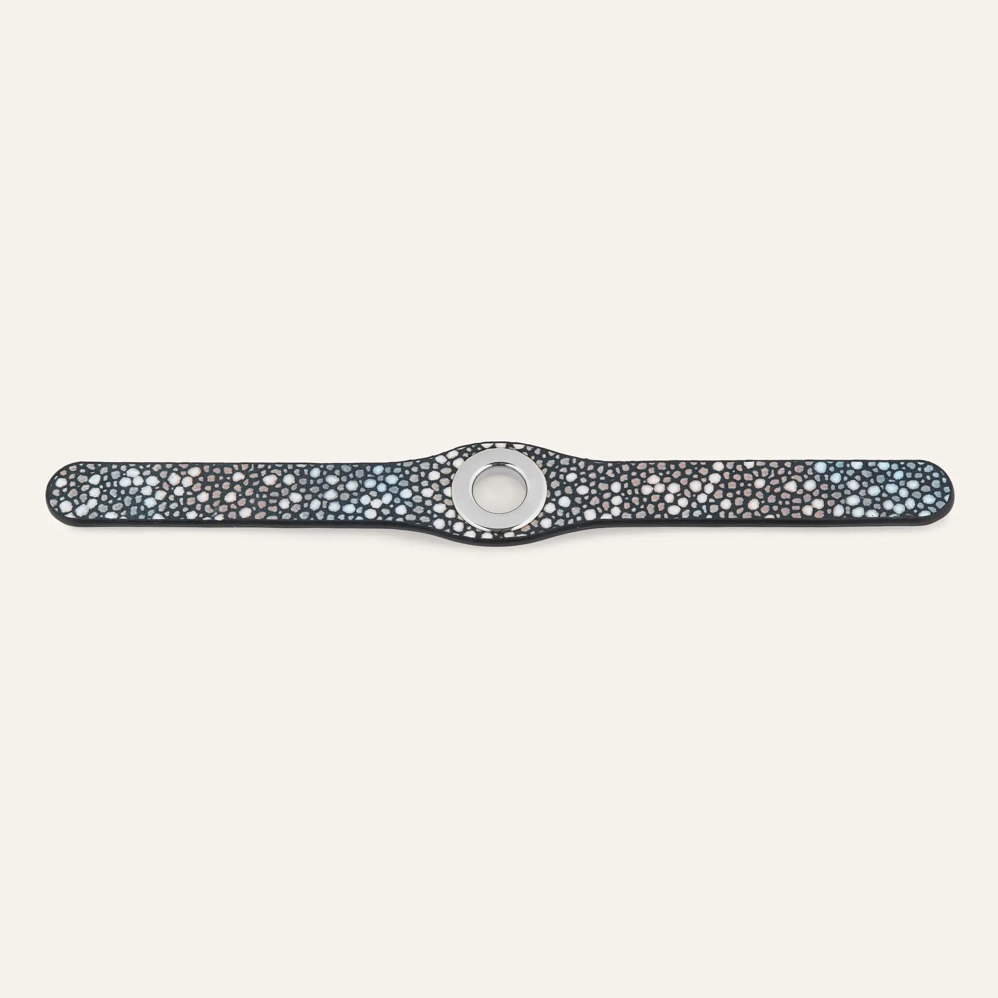 Deco Stud | Multi-Colour Shagreen with Silver hardware
