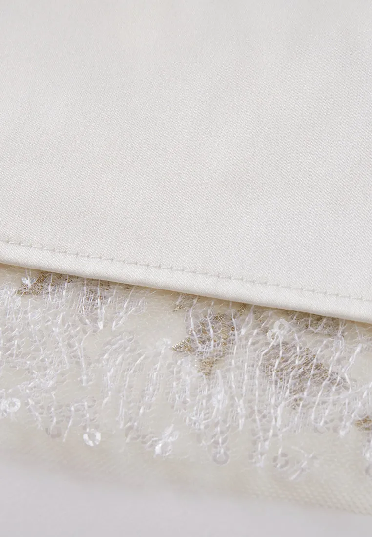 Double Key-hole Lurex Embroidery Mesh Dress