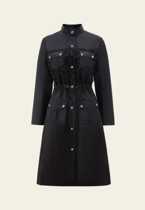 Drawstring-waist Lace-detail Parka Dress