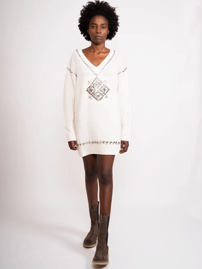 Dress with White Applications