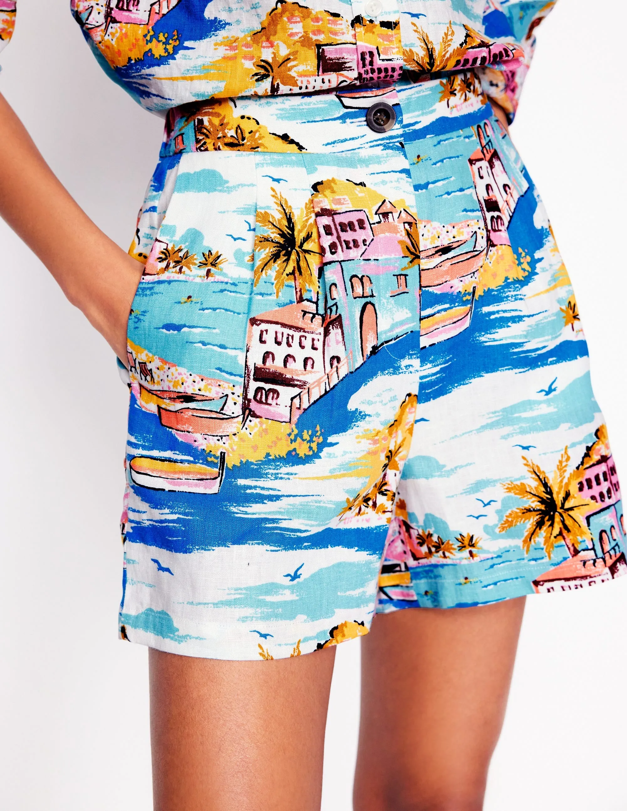 Dulwich Linen Shorts-Multi. Paradise Bay