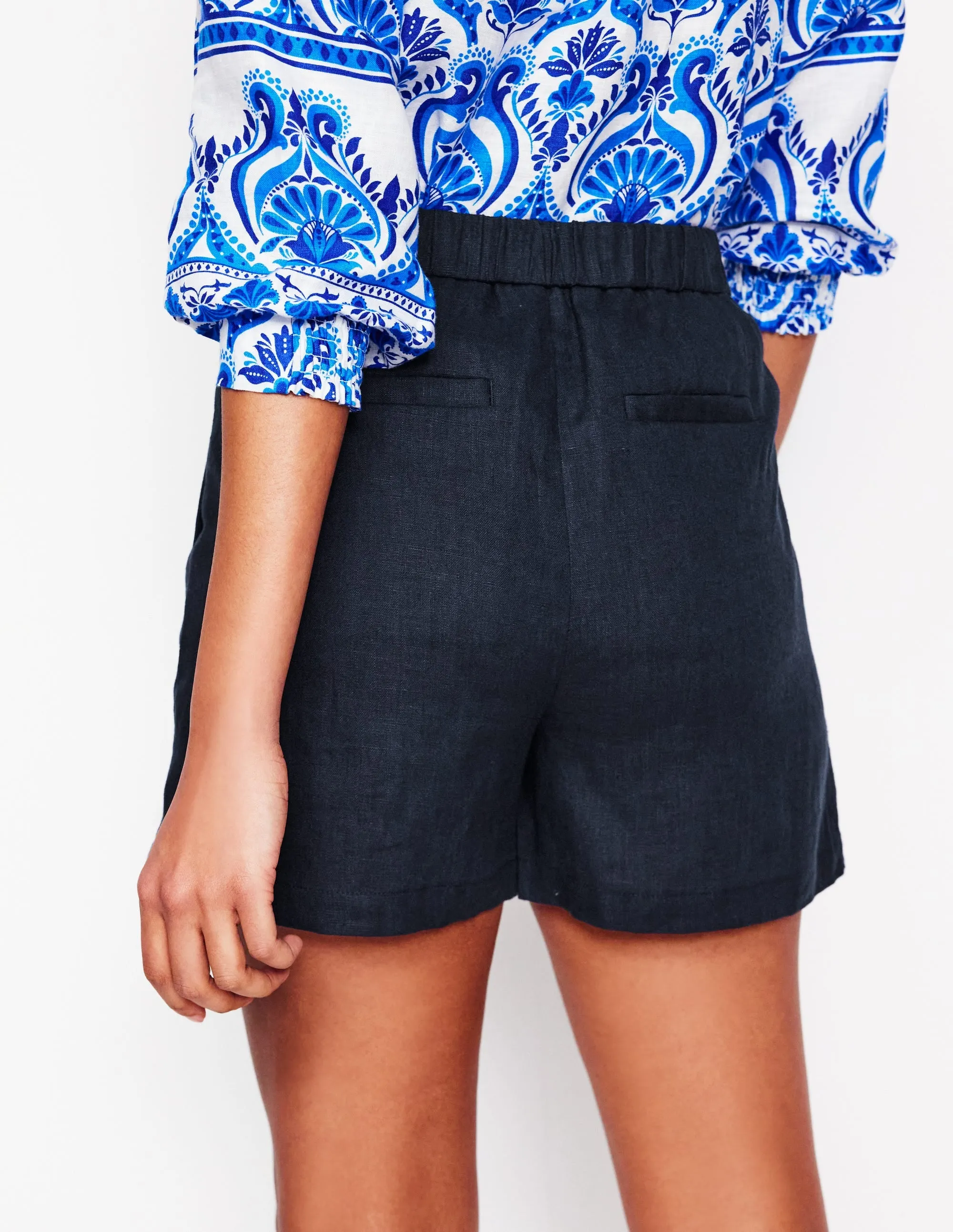 Dulwich Linen Shorts-Navy