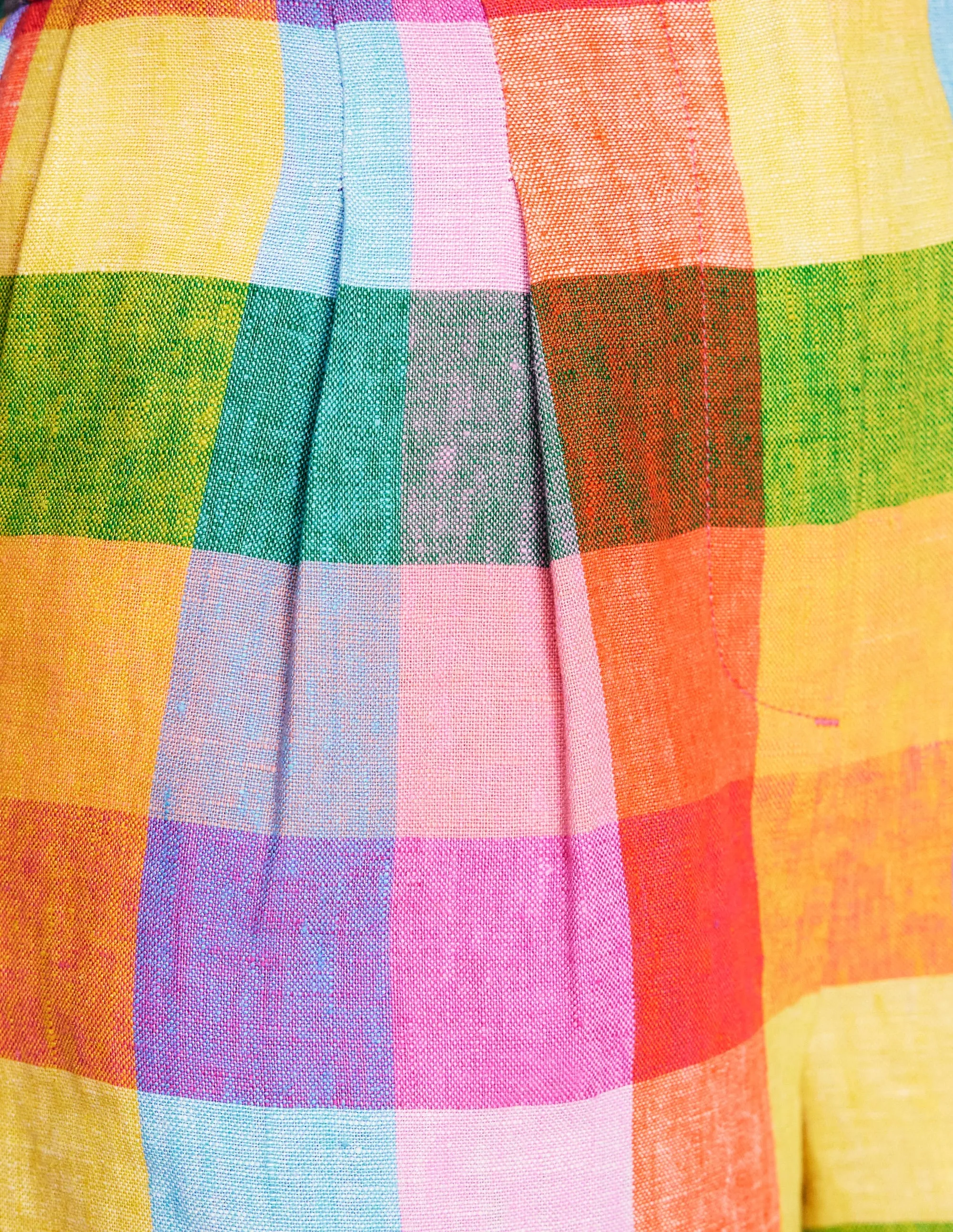 Dulwich Linen Shorts-Rainbow Multigingham