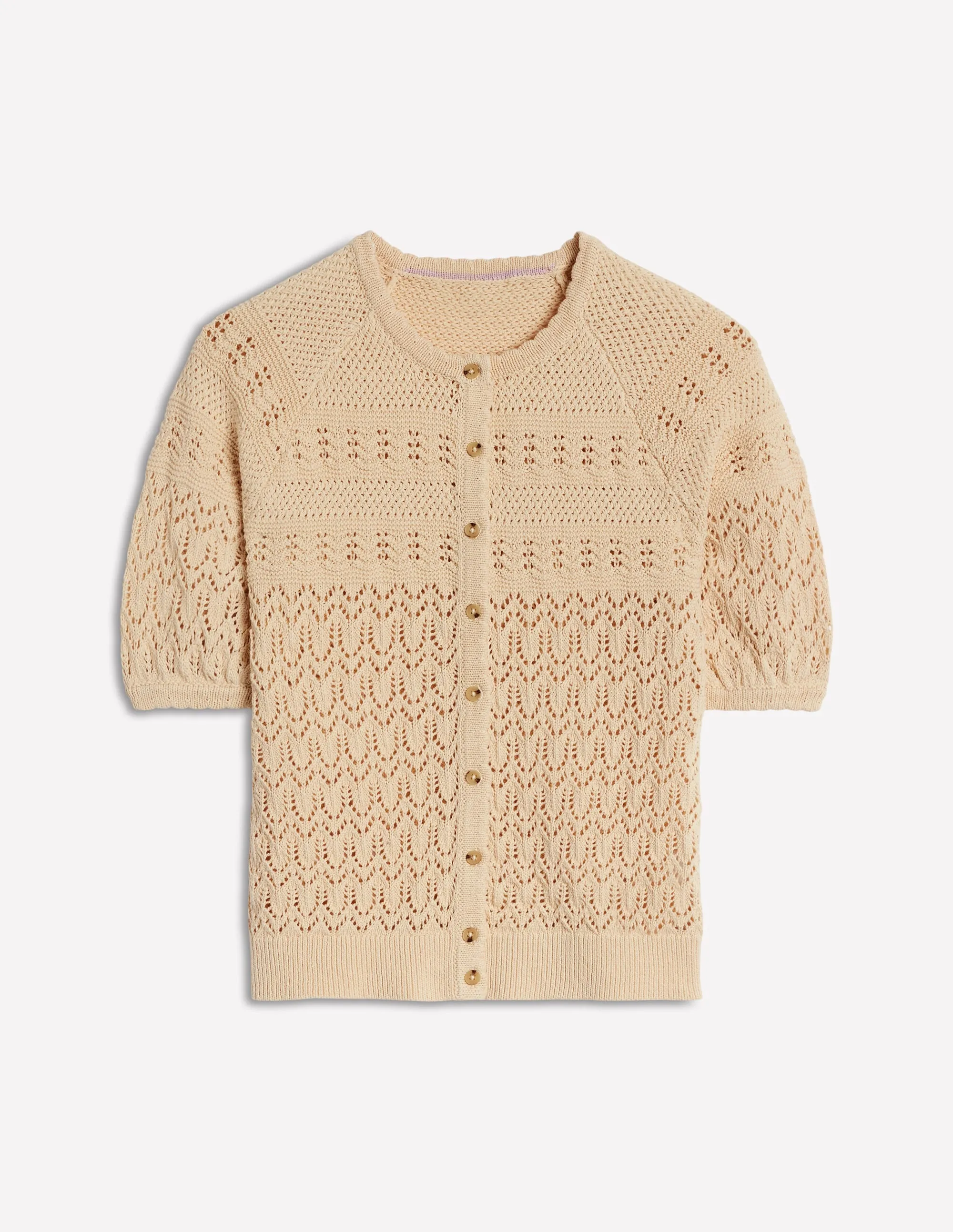 Elodie Stitch Crew Cardigan-Warm Ivory