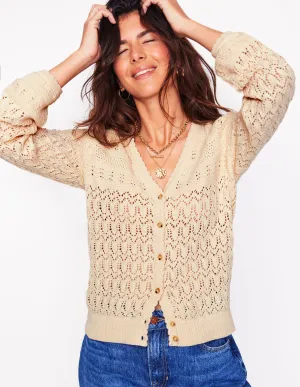 Elodie Stitch V-Neck Cardigan-Warm Ivory