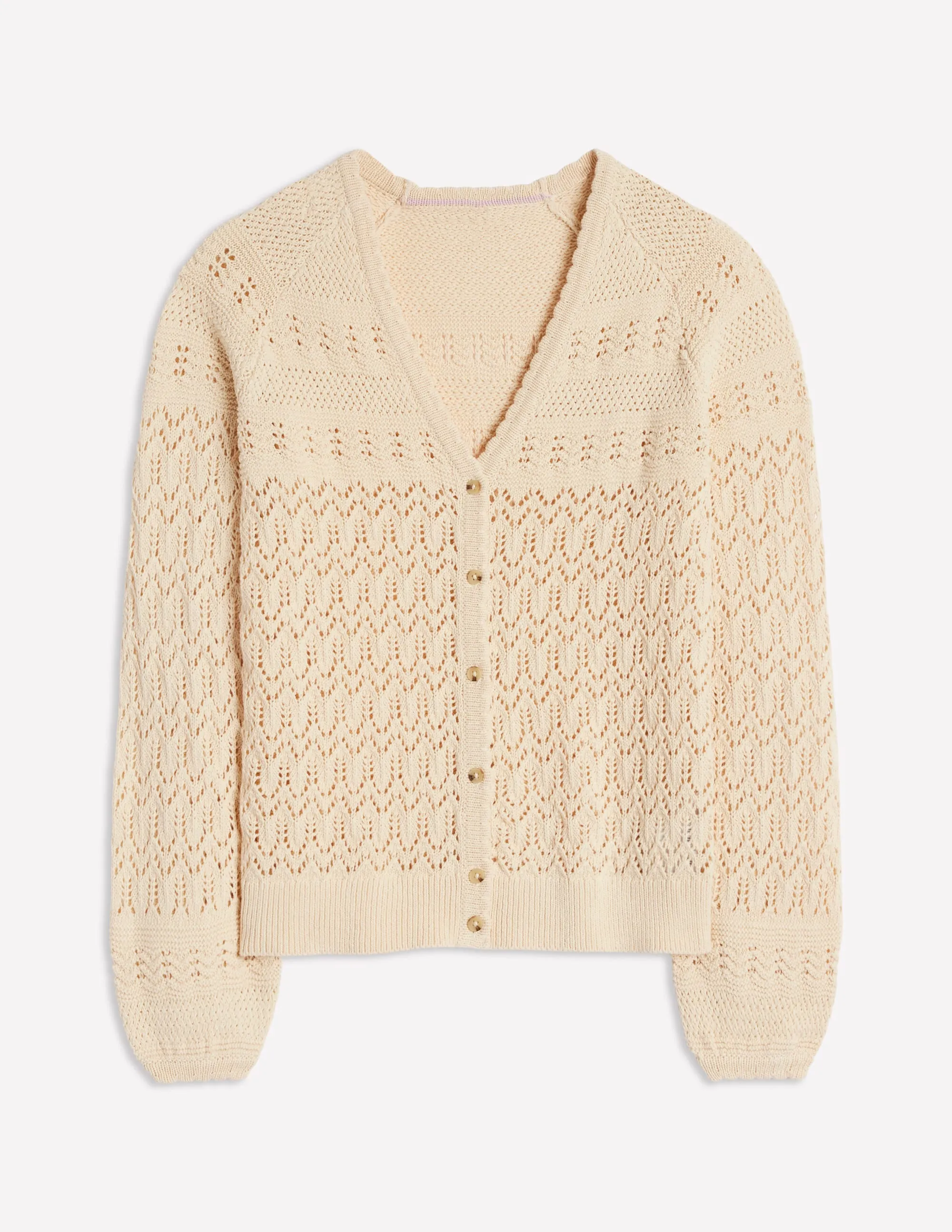 Elodie Stitch V-Neck Cardigan-Warm Ivory
