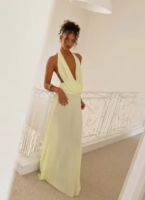 Elysia Chiffon Maxi Dress - Lemon