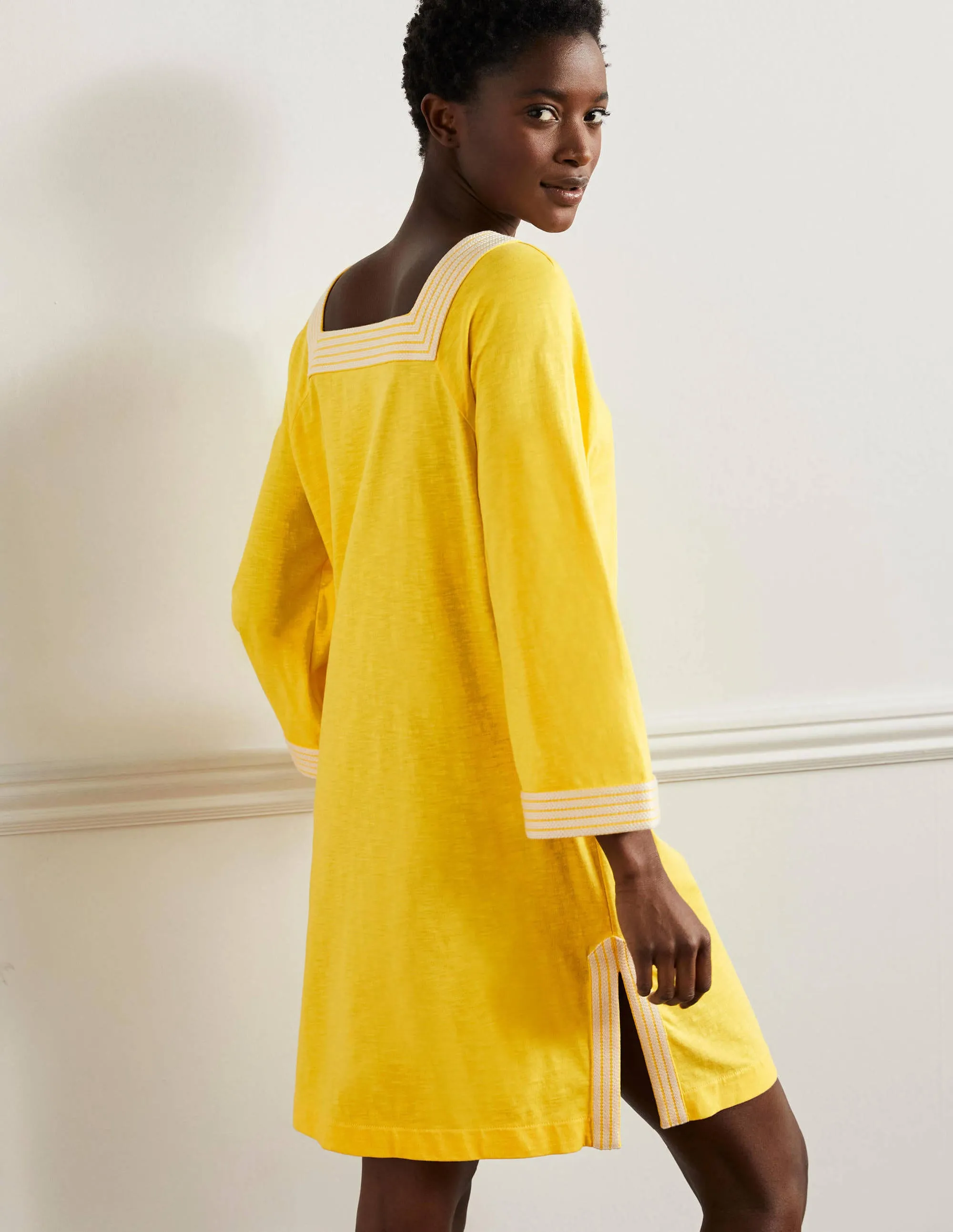 Embroidered Jersey Tunic-Lemon Zest